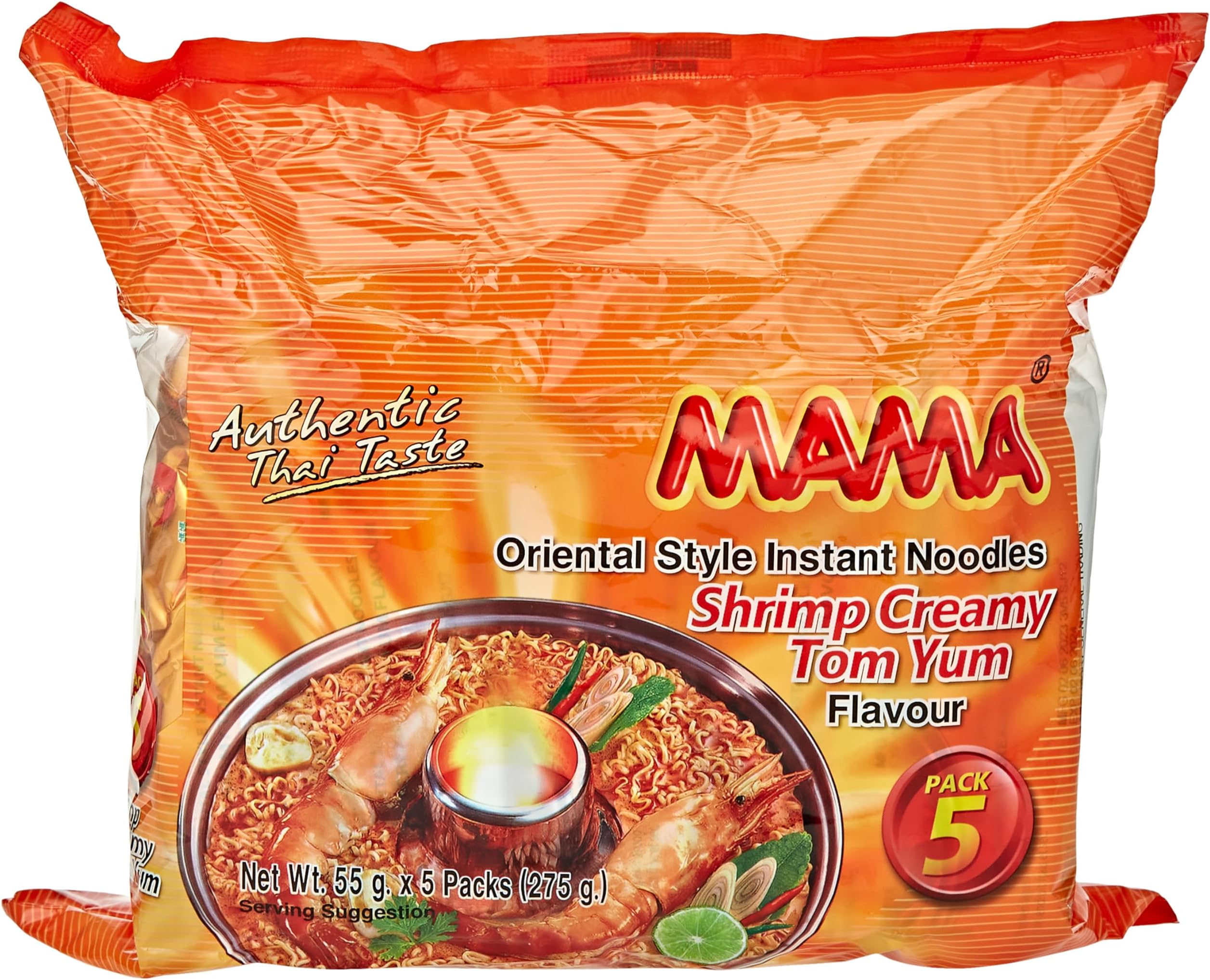 MAMA Thailand Imported Mother (MAMAMA) Thai Winter Shade Soup Shrimp Instant Noodles 275g Five-Pack