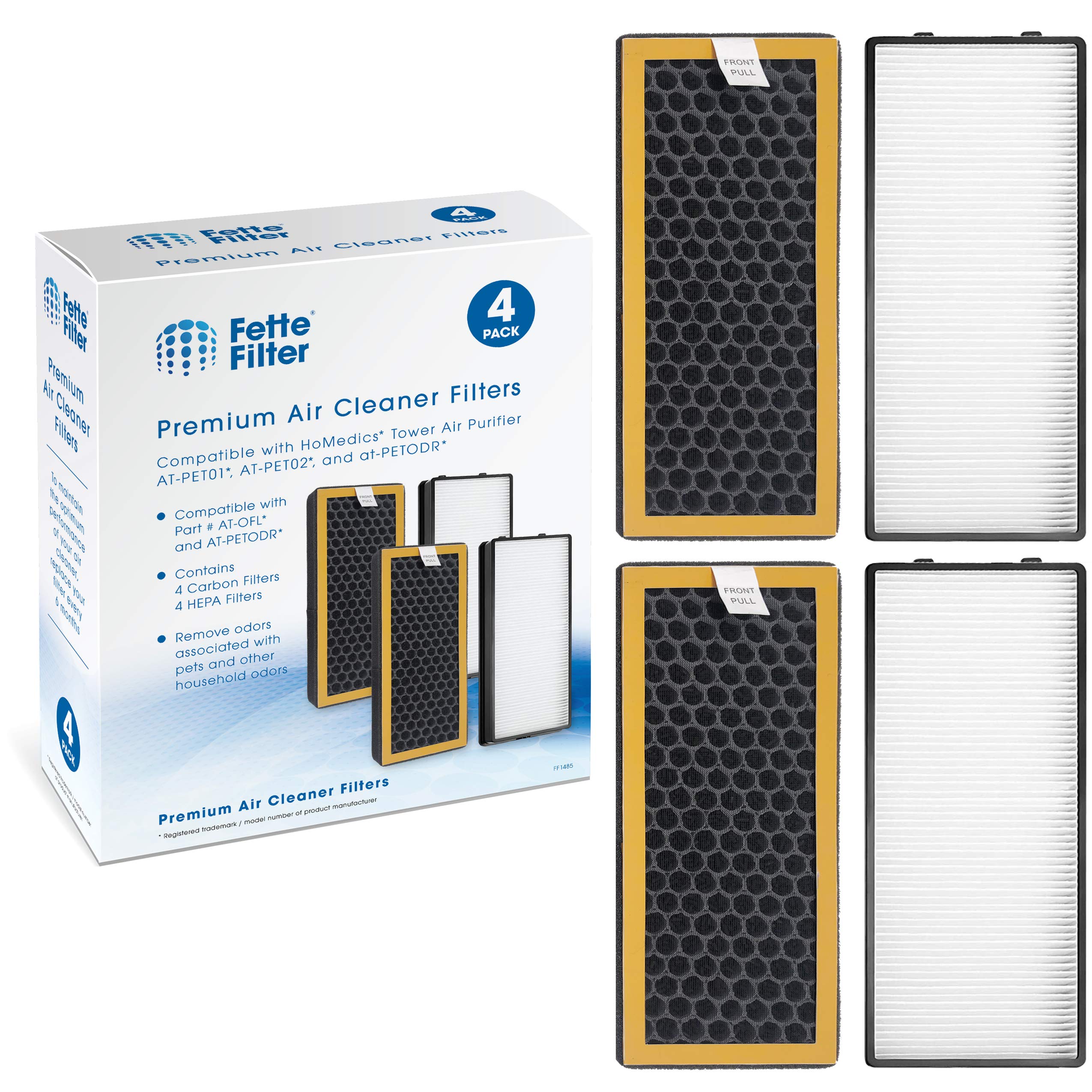 Fette Filter 2-Pack For HoMedics TotalClean PetPlus - Activated Carbon Air Purifier Filters