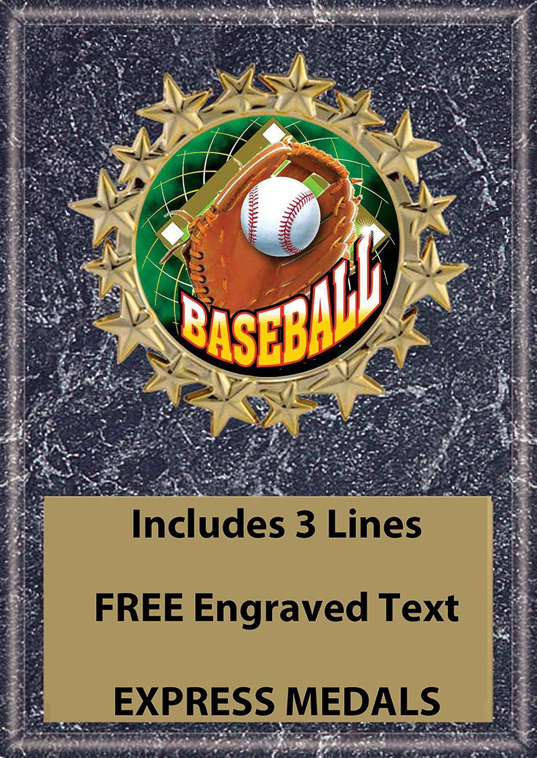 Express Medals 5x7 Baseball Plaque Award Trophy with Engraved Plate Black Marble Color FCL410