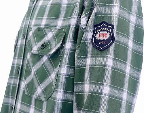 Miniatura 47 de BOCOMAL FR Shirts 6.25oz Camisas de soldadura ligeras Camiseta ignífuga para hombre ignífuga Rojo/Blanco,Gris,claro,Azul marino con broche