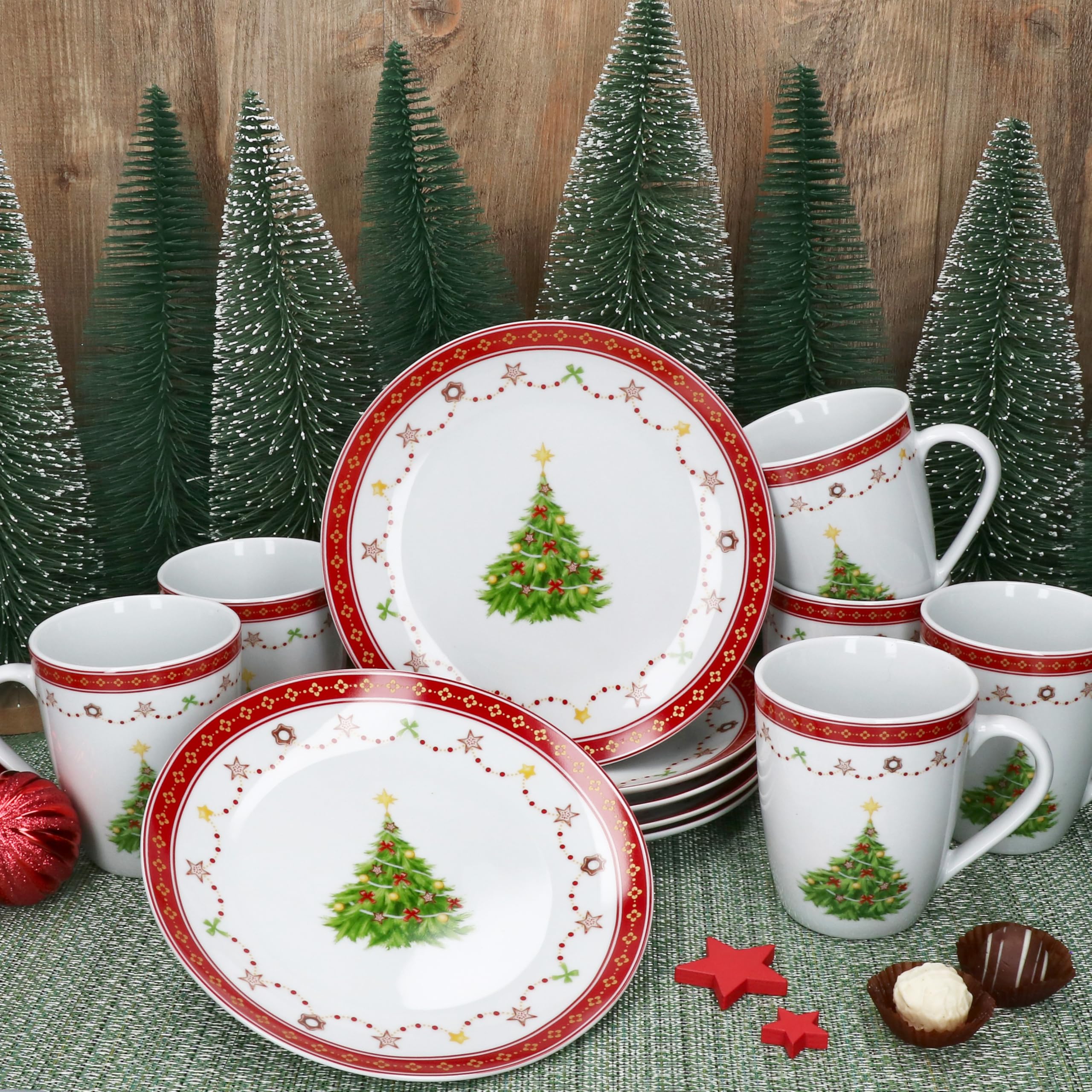 MamboCat Kerstdroom Set van 6 gebakborden, 26,8 cm, grote porseleinen platte borden voor koekjes en dergelijke, eetborden voor Kerstmis, advent en servies MamboCat Kerstdroom Set van 6 gebakborden, 26,8 cm, grote porseleinen platte borden voor koekjes en dergelijke, eetborden voor Kerstmis, advent en servies