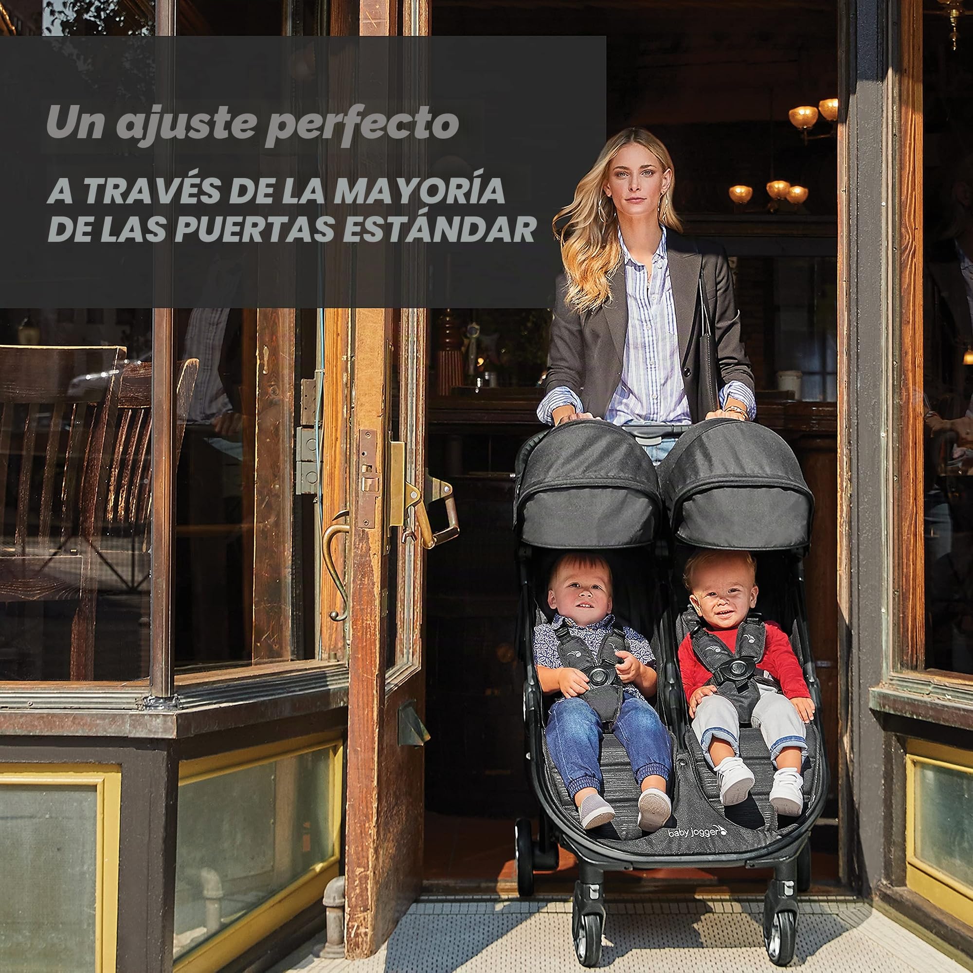 Baby Jogger City Tour 2 - Cochecito de viaje doble | Cochecito doble ligero, plegable y portátil | tono negro