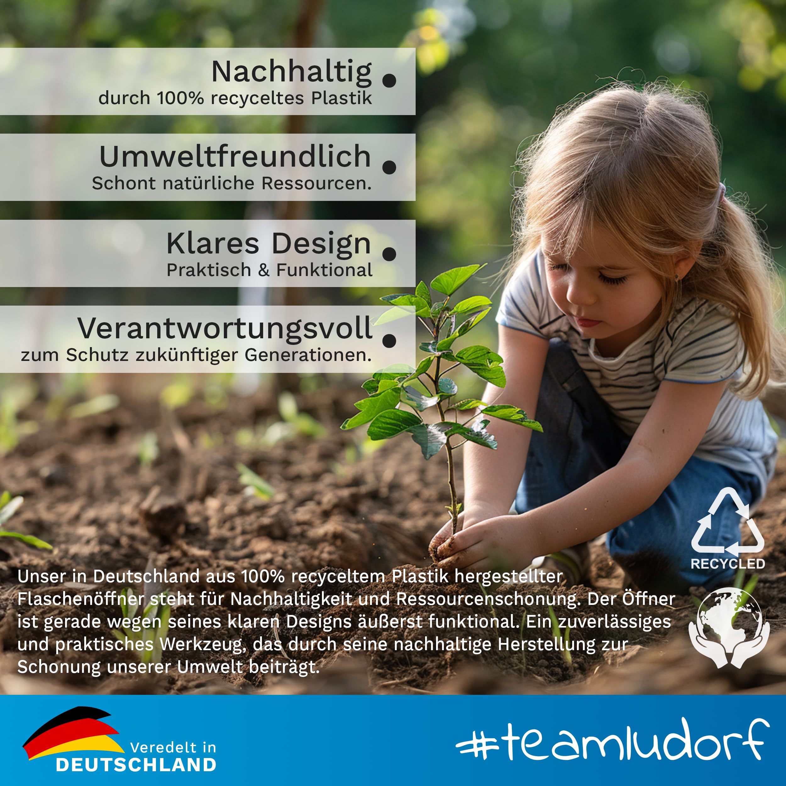 Personalisierte Flaschenöffner mit Verschluss (100 Stück, Blau) – Mit eigenem Foto, Logo & Text bedruckbar – Nachhaltig aus Recycling-Kunststoff