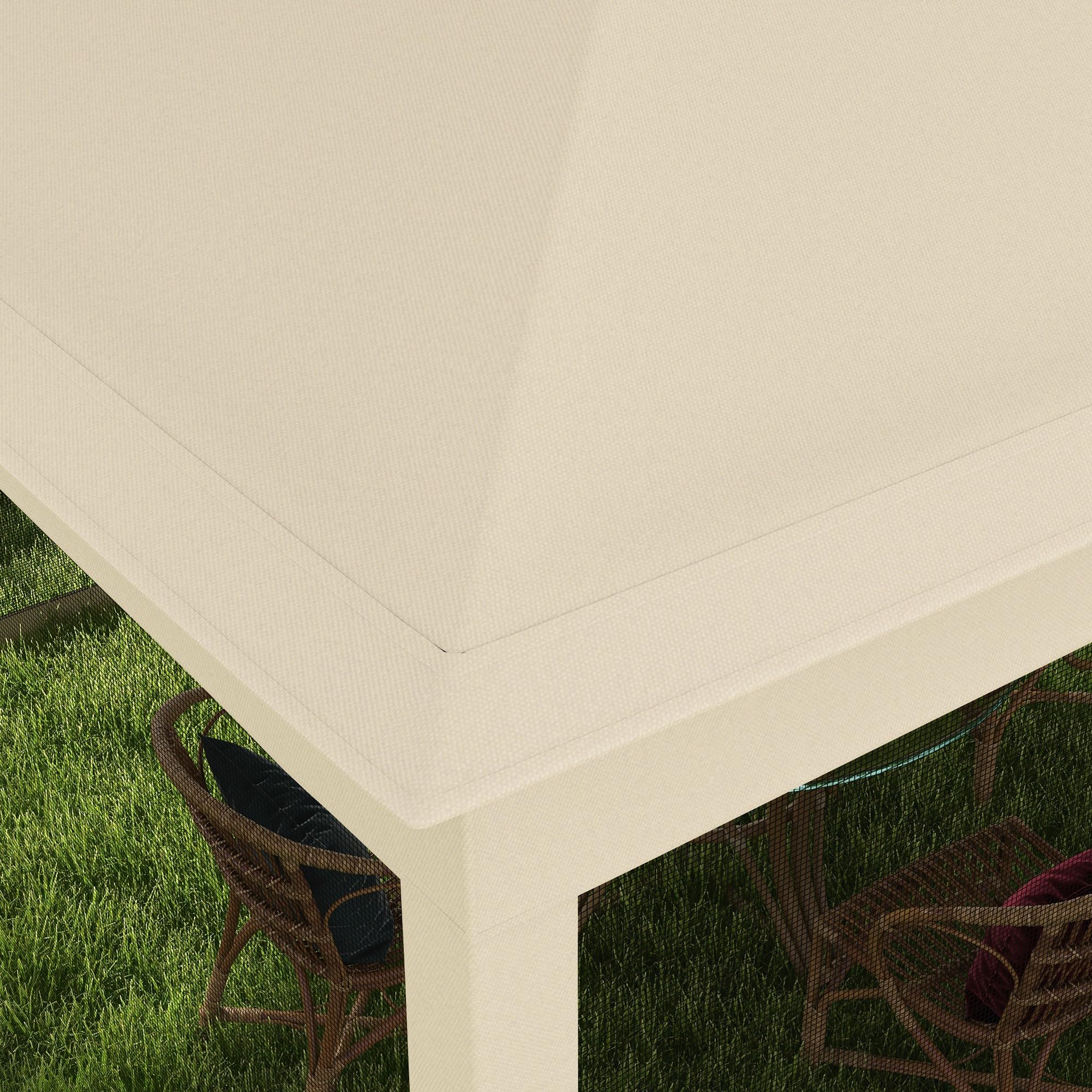Outsunny Gazebo da giardino pieghevole pop-up Barum, 3 x 3 m, poliestere metallico, protezione UV impermeabile, zanzariera + borsa di trasporto, crema