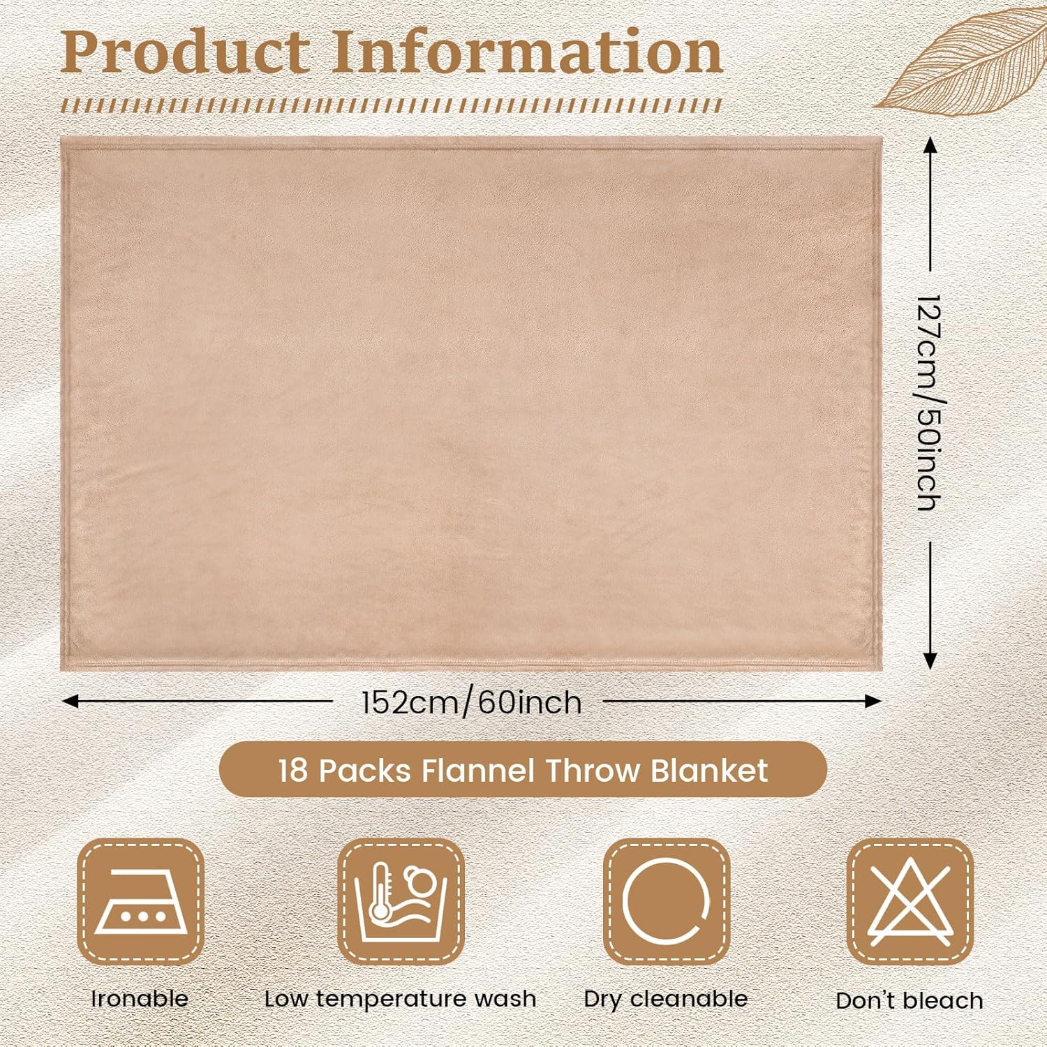 18 Pieces Throw Blankets Bulk 50 x 60 Inch Soft Warm Lightweight Fleece Flannel Blankets Bulk for Homeless Cold Weather Wedding Guests Gifts Home Couch Sofa Bed(Camel) - Image 2