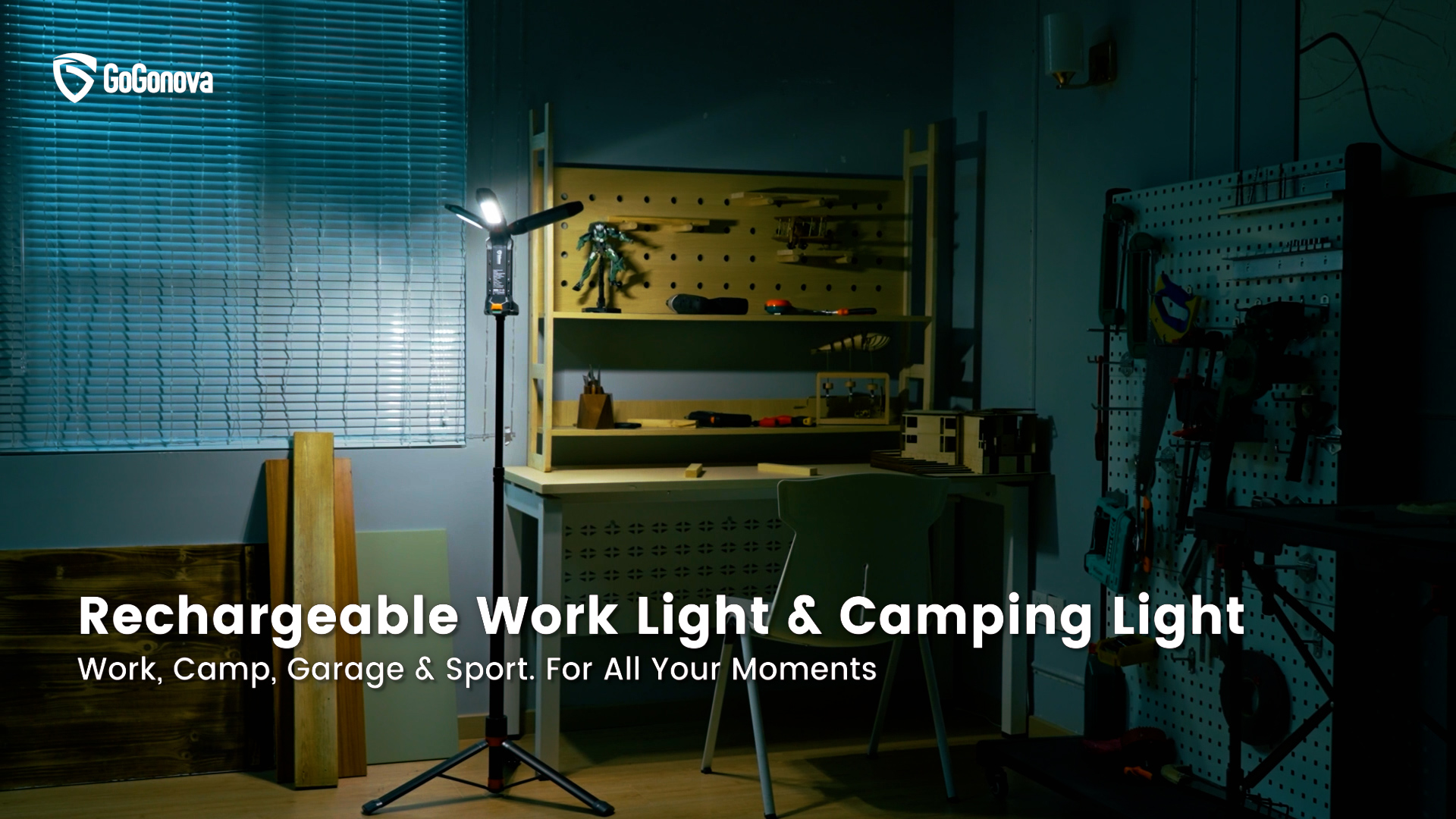 gogonova 2026 Rechargeable Work Light with Stand, 4 in 1 Cordless
