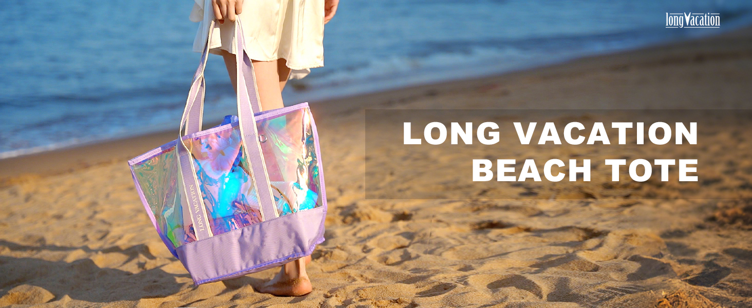 Amazon.com | LONG VACATION Iridescent Beach Bag, Beach Bags for