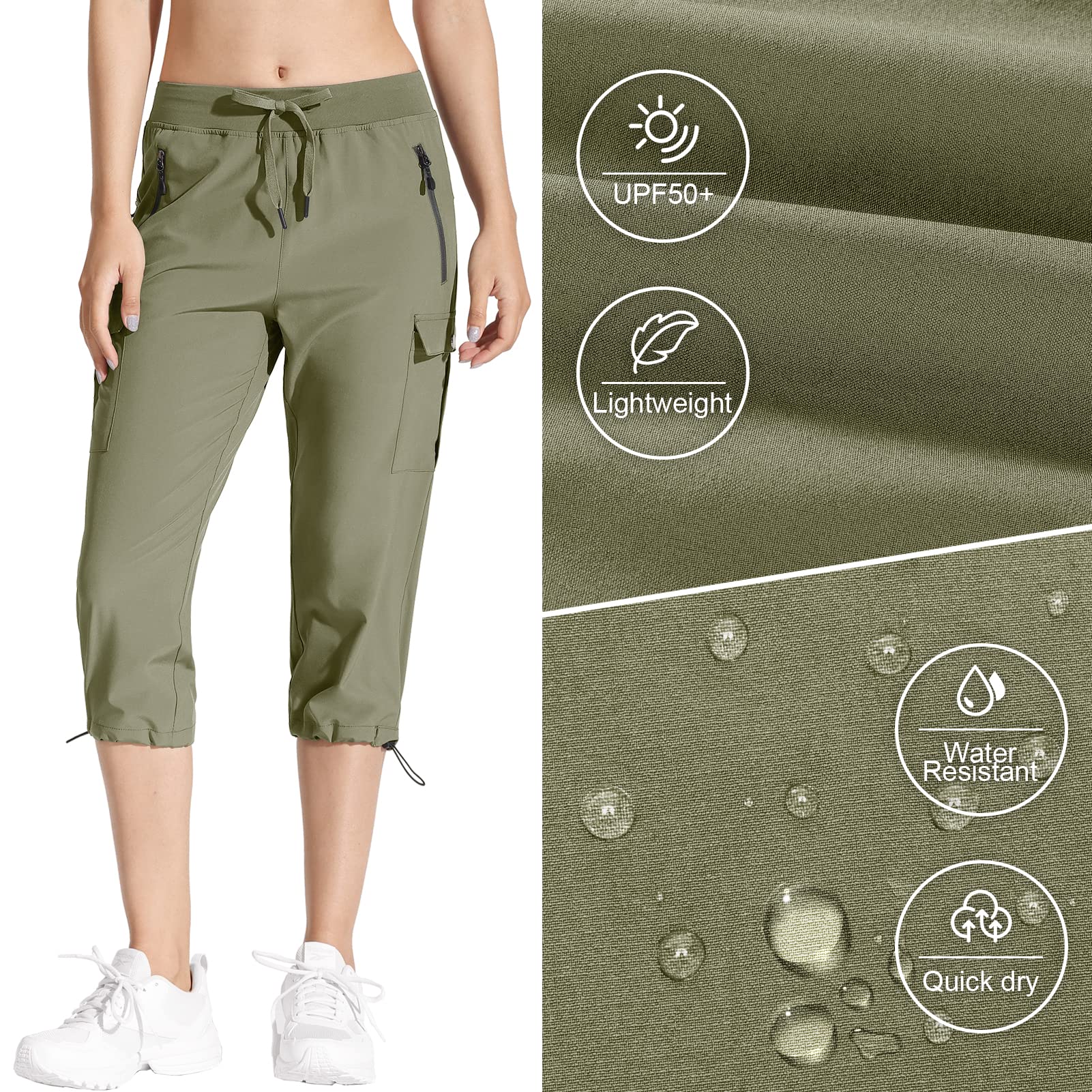 MOCOLY Pantaloni Trekking Cargo Impermeabili Donna Pantaloni Montagna Tecnici Esterno Traspiranti ad Asciugatura Rapida Pantaloni Sportivi Comodi Leggeri con Tasche e Protezione UV