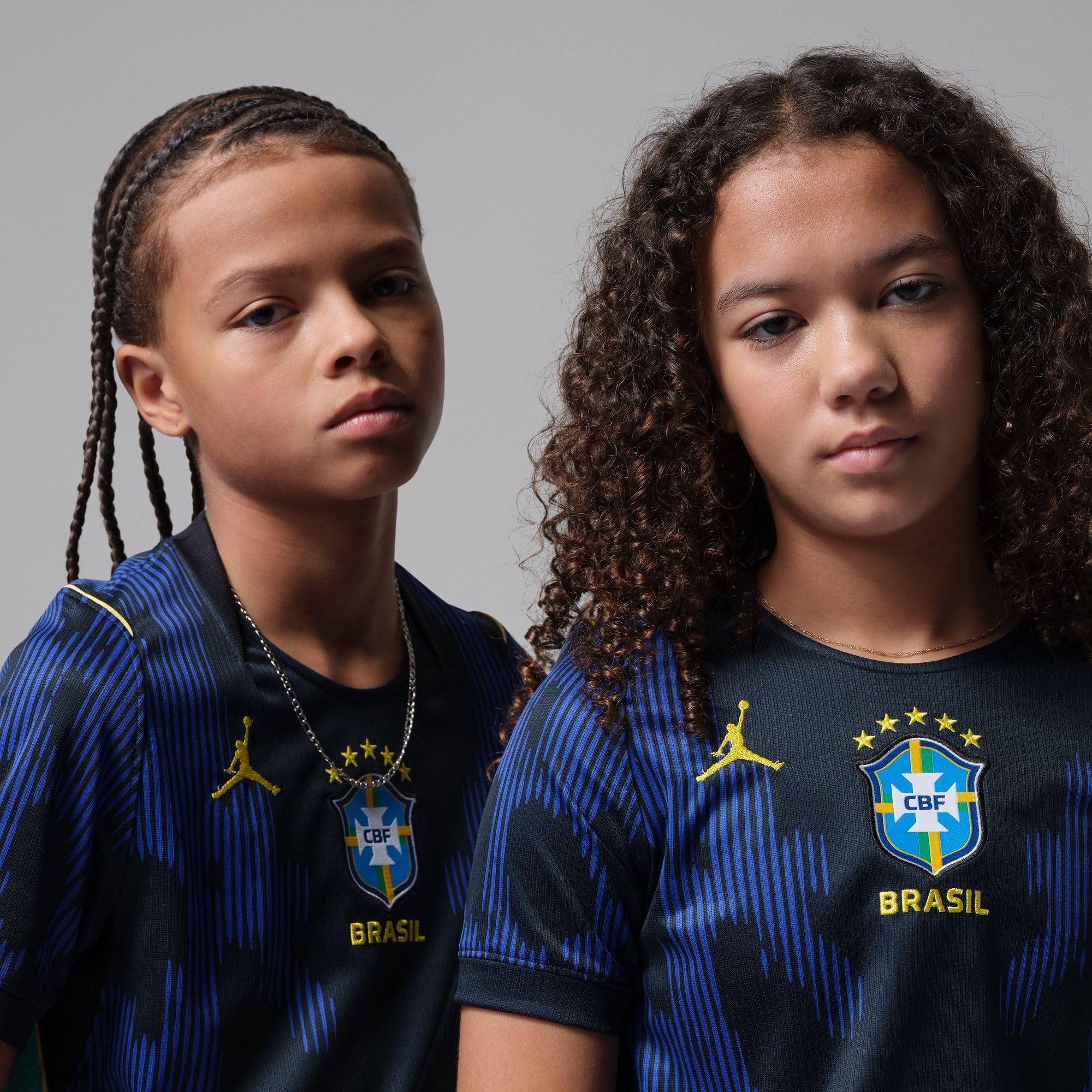 NIKE Brasilien 2026 Auswärtsstadion Jordan Dri-FIT-Replika-Fußballtrikot für ältere Kinder, IU1080