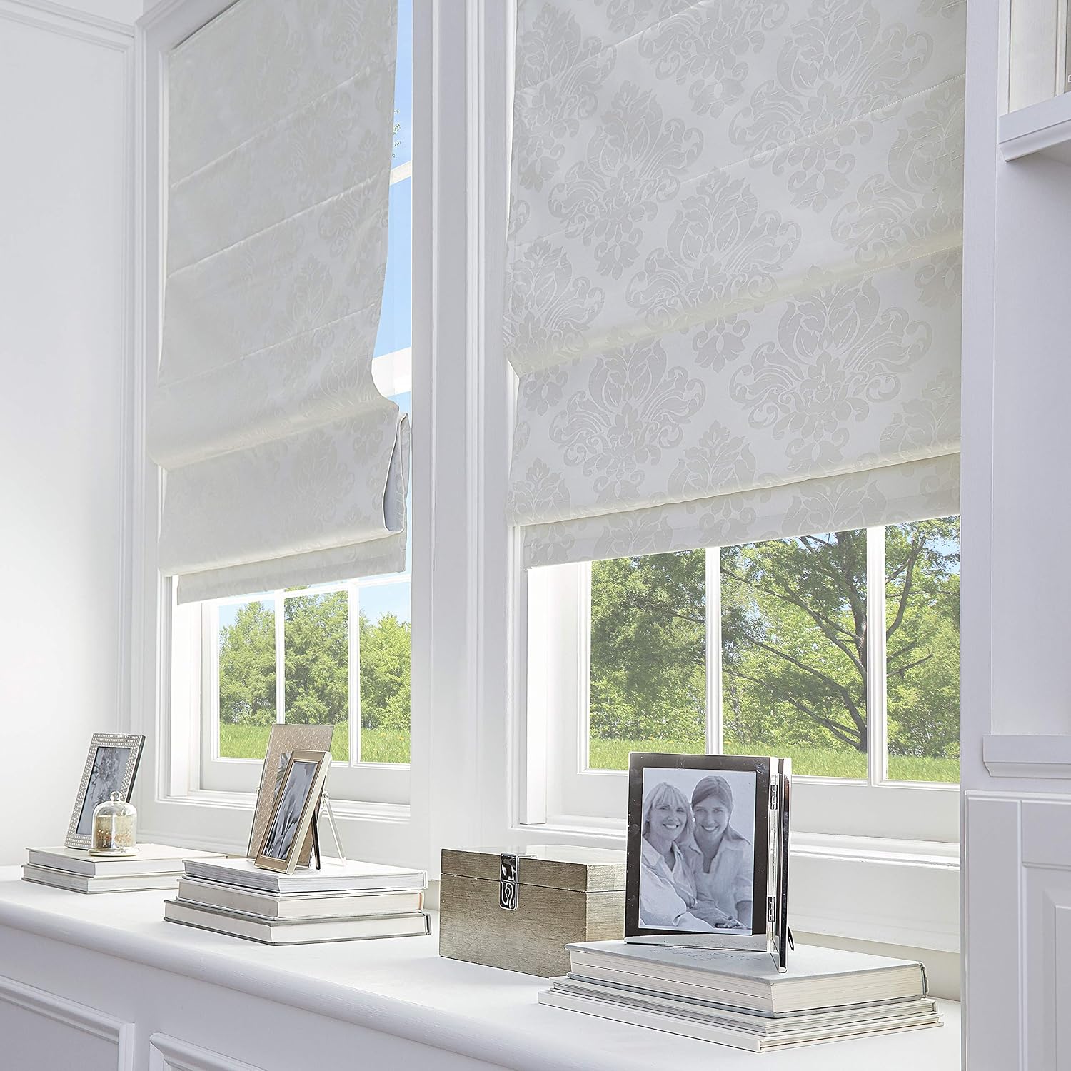 Curtainworks Damask Window Shade, 23" W x 64" L, Ivory