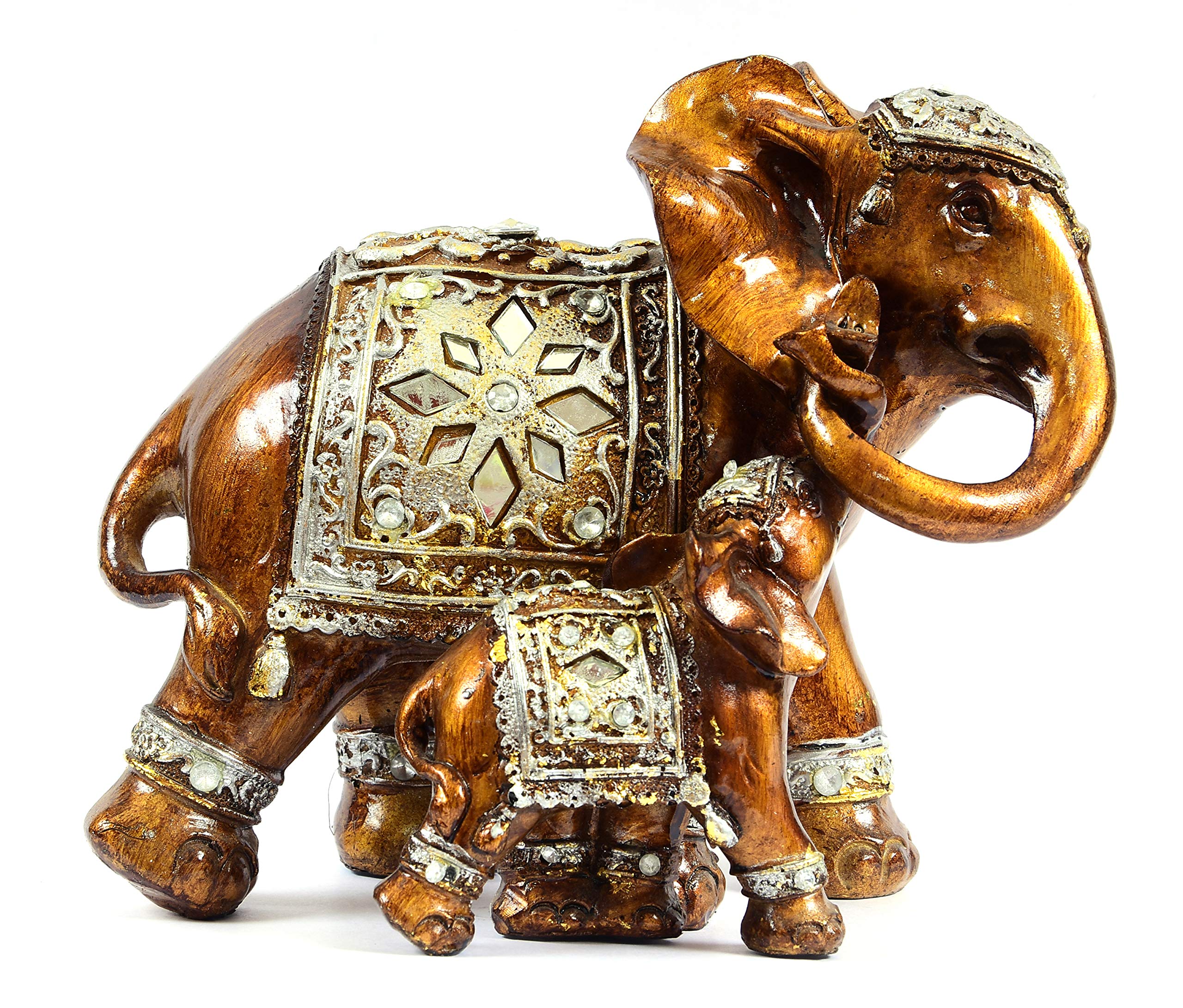 Veekan's - Elephant with Baby Elephant Decorative Show Piece with Stone Work ; PR- 71