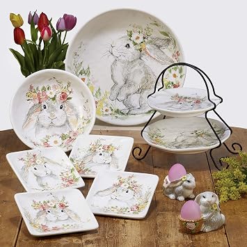 Sweet Bunny 3D BUNNY COOKIE JAR, 8 Inch Hand-Painted Ceramic Canister, Easter Bunny Kitchen Decor, Spring Countertop Storage for Cookies, Treats, and Sweets