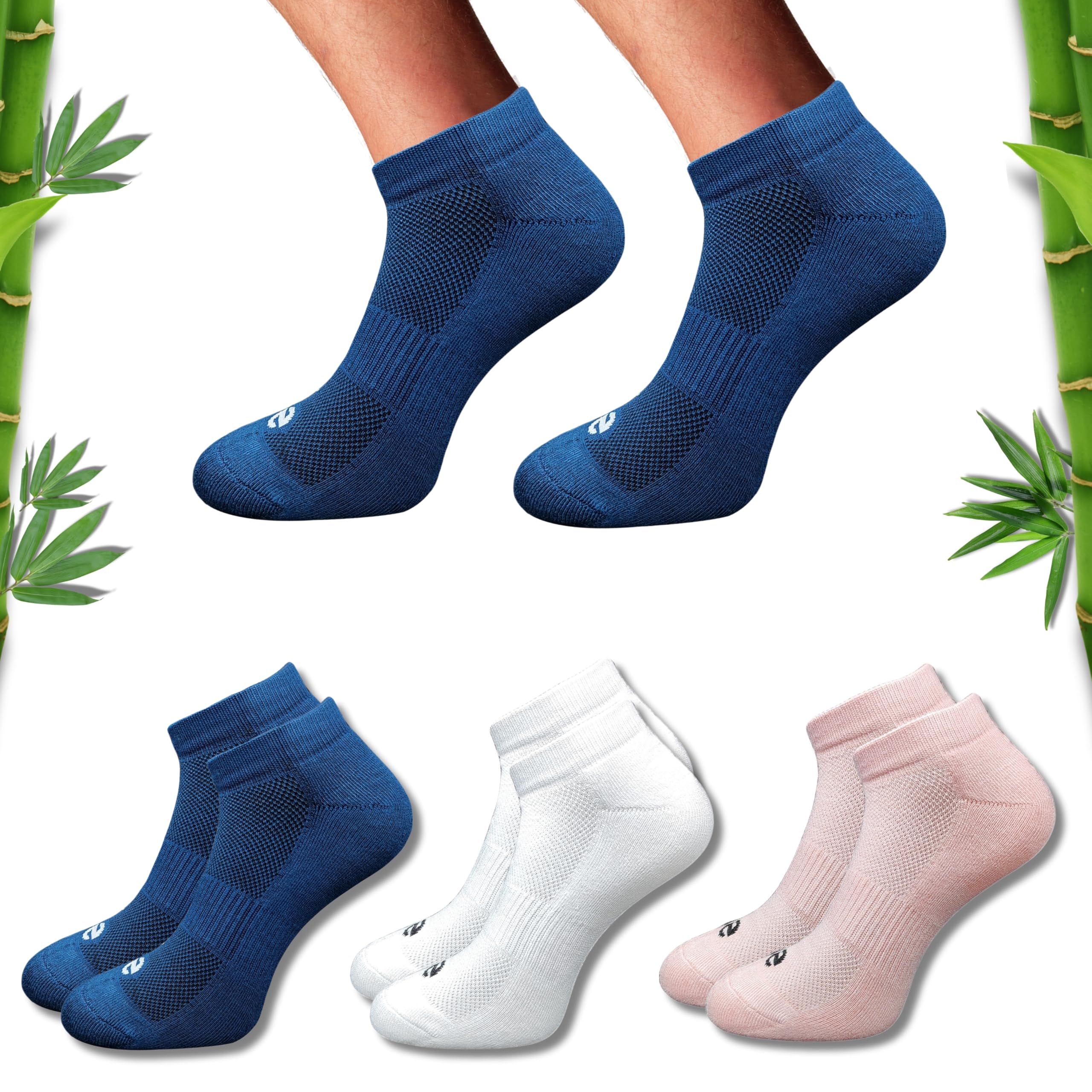 Premium Bamboo Unisex Socks - Low Cut (Set of 3: Navy + Off White + Light Peach) | 88% Bamboo Fabric, Anti-Bacterial, Breathable, Soft, Seamless Design.-image-13