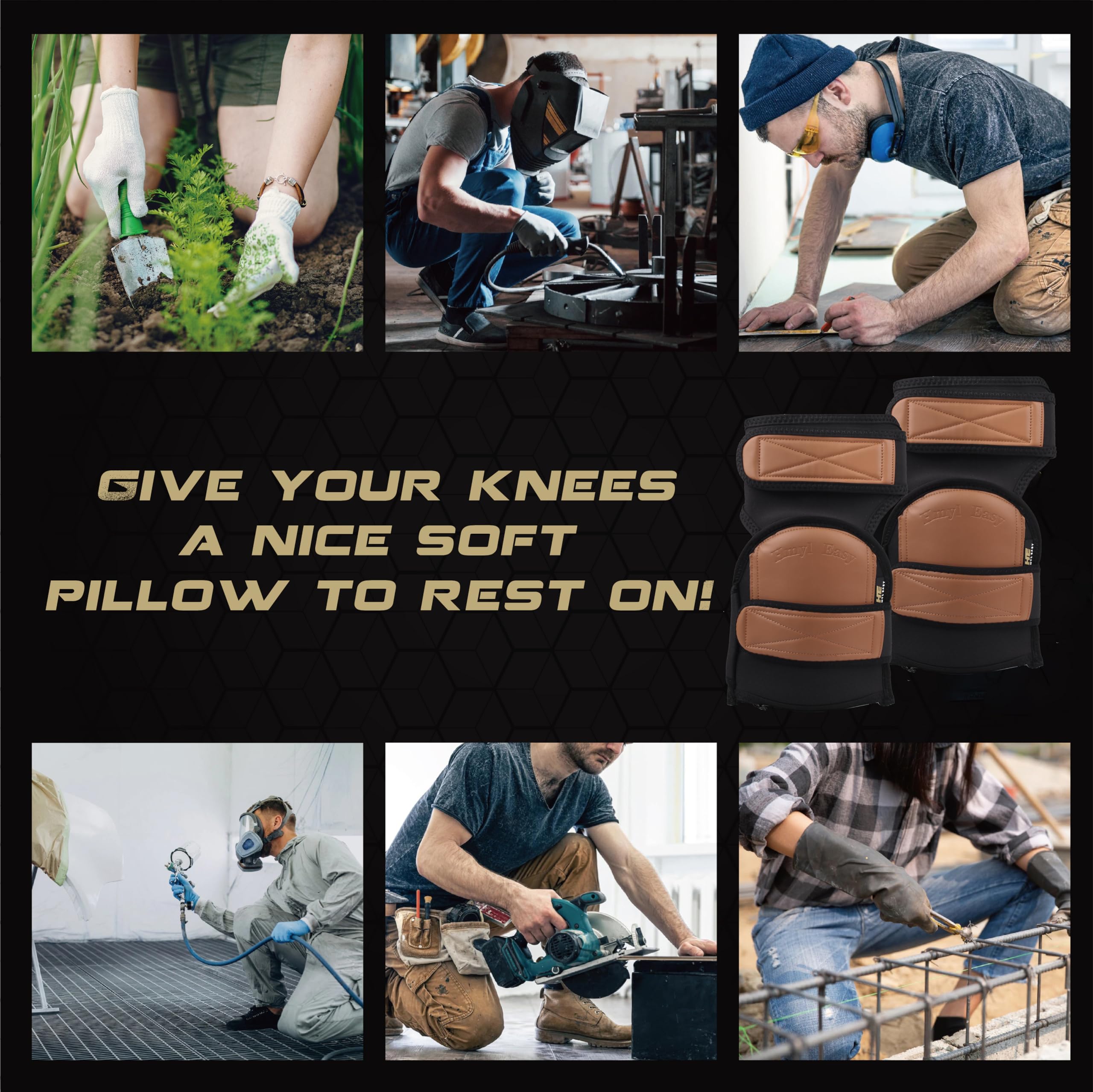 Rodilleras de cuero súper suaves de dos correas para el trabajo con un par extra de forros mejorados, pantalones cortos disponibles, almohadillas interiores reemplazables para construcción, jardín