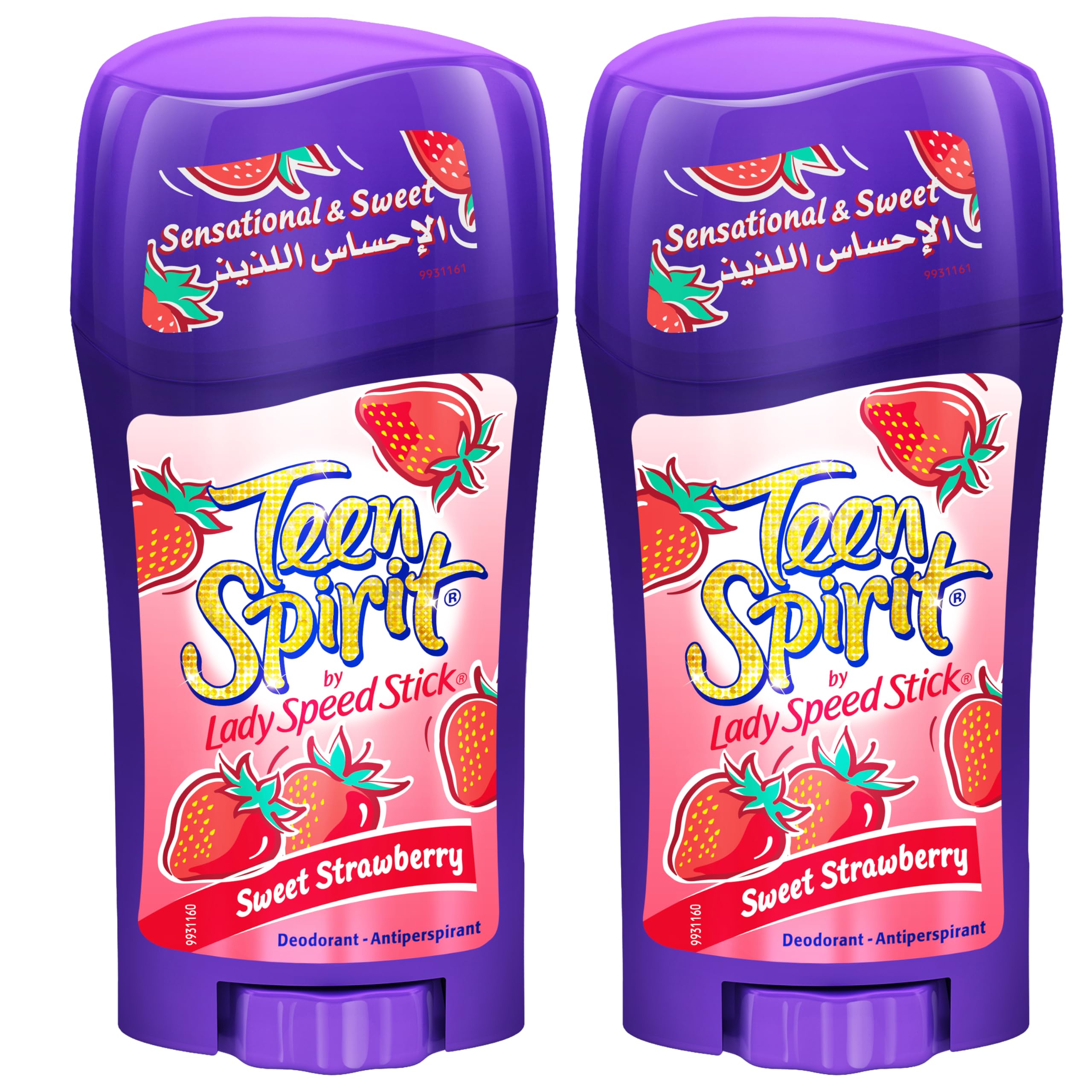 Lady Speed Stickdeodorant teen spirit, antiperspirant deodorant, sweet strawberry, 2x 65 g, 2 pack