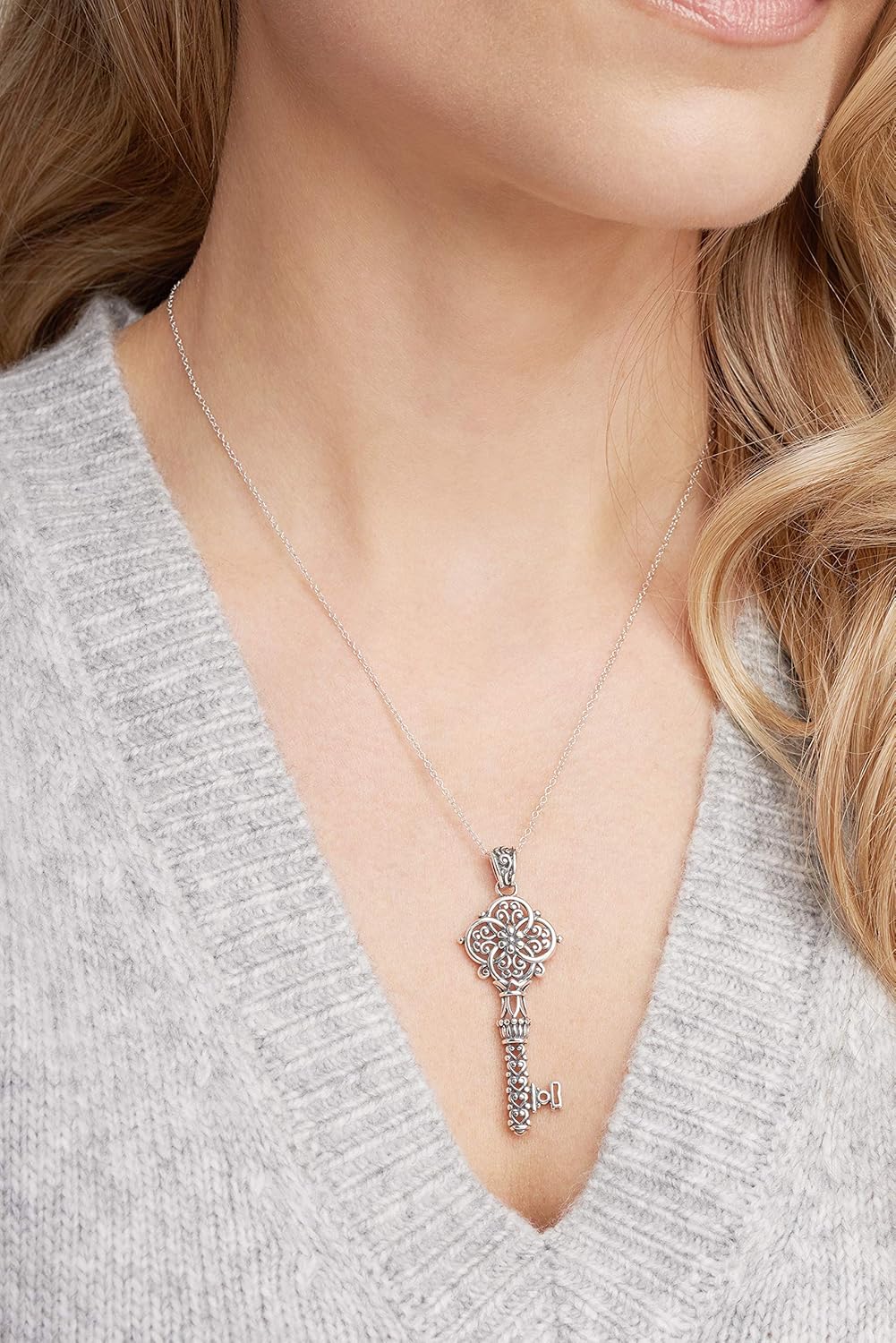 MORGAN & PAIGE Oxidized 925 Sterling Silver Celtic Key Pendant Necklace, 18 inch Hypoallergenic Jewelry Gifts - Image 2