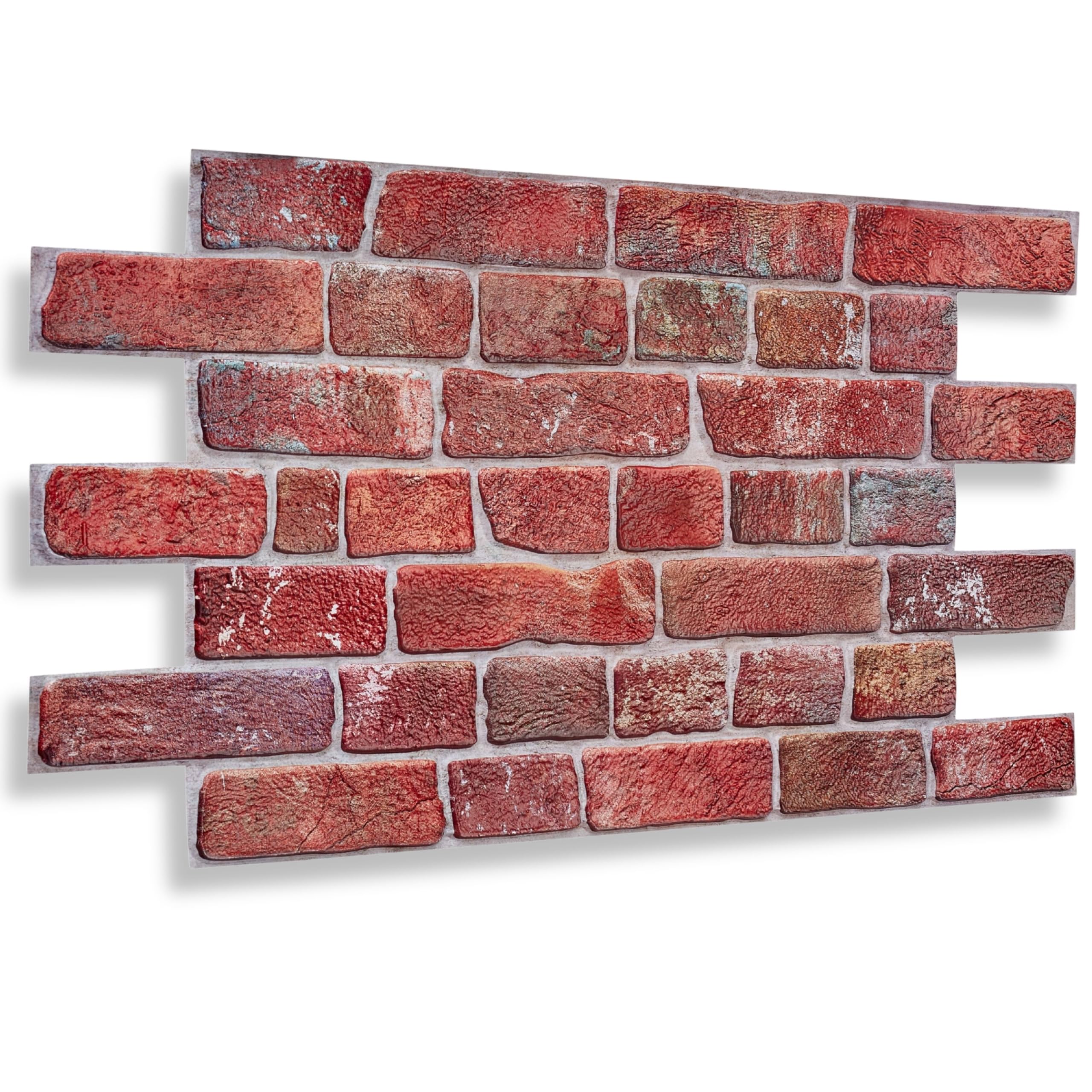 NOVECRAFTO Old Retro Design 3D - 37.79 x 18.89 in (96x48cm) -6 Sheets Covering 29.76 sqft (2.76 sqm) - Office Kitchen Living Room PVC Cladding - Old Red Retro Brick Effect Wall Panels Pattern