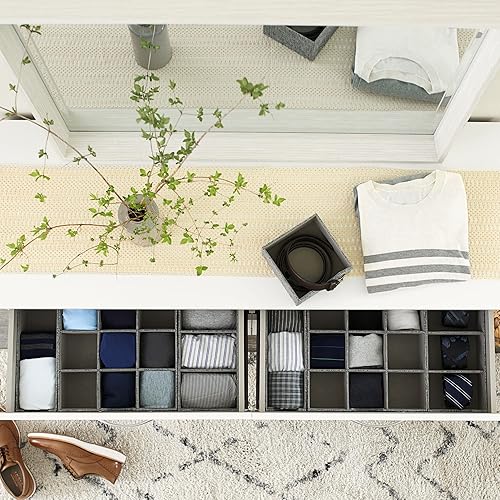 Miniatura 3 de Household Essentials 3 compartimentos, paquete de 2, organizador de cajones de lino de grafito