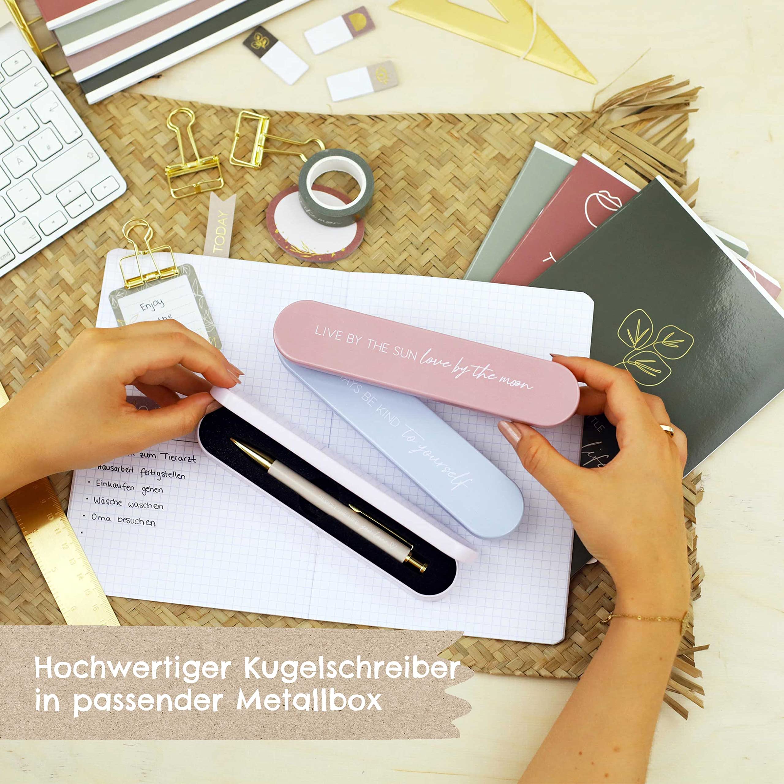 High-quality ballpoint pen in gift box, ideal gift idea for a university start, pink, for men and women - Image 2