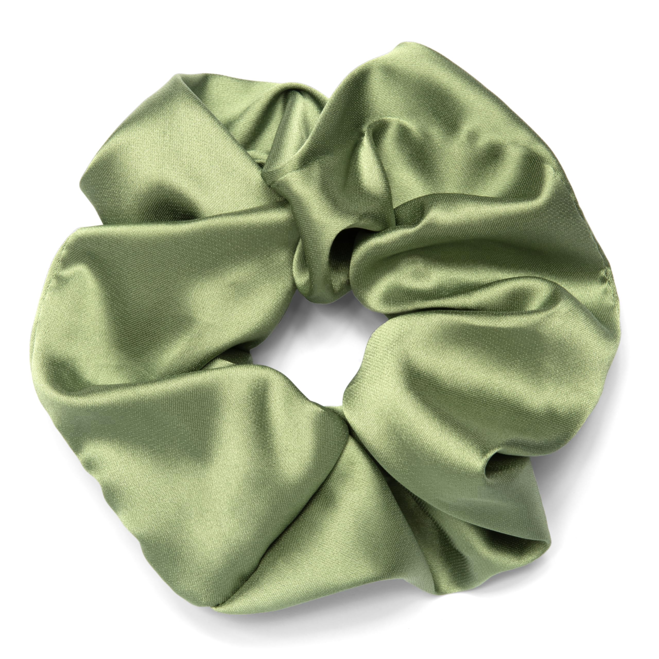 Rizos Curls Vegan Silk Large Scrunchie - Gente Hold For No Crease and Breakage Protection, Damage & Frizz Free Hair Tie, Sage Green