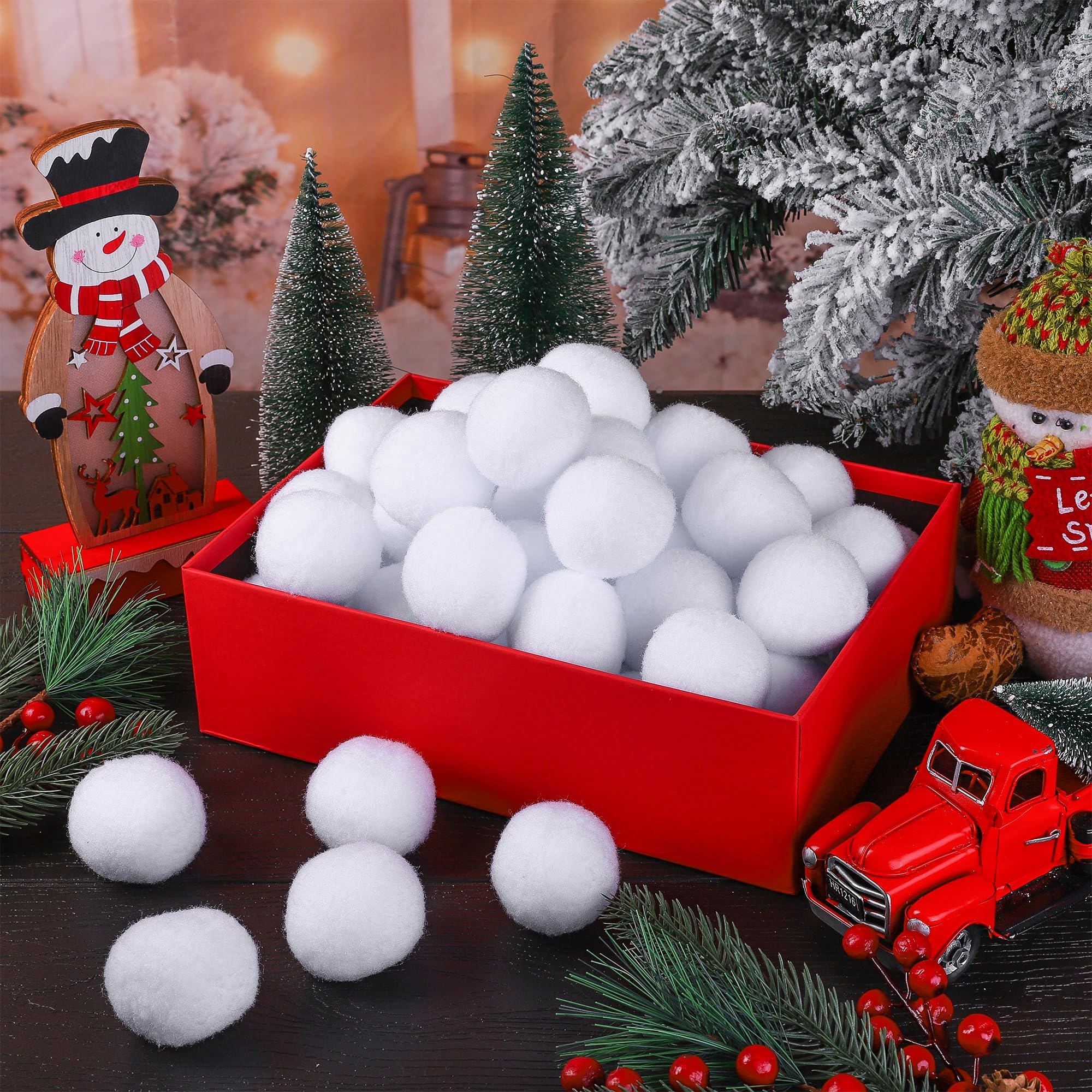 Elcoho Lot de 200 fausses boules de neige artificielles de 5,1 cm pour fête de Noël