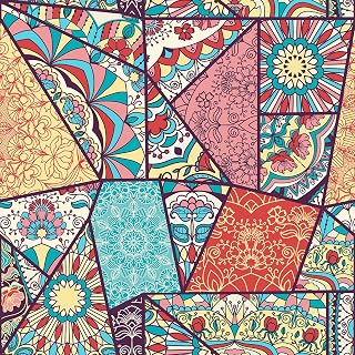 Wallercity Colorful Boho Peel and Stick Wallpaper for Home Wall Decor Abstract Geometric Abstract Geometric Self Adhesive Waterproof Floral Wallpaper for Bedroom Kitchen Cabinets Shelf 17.5''x102''