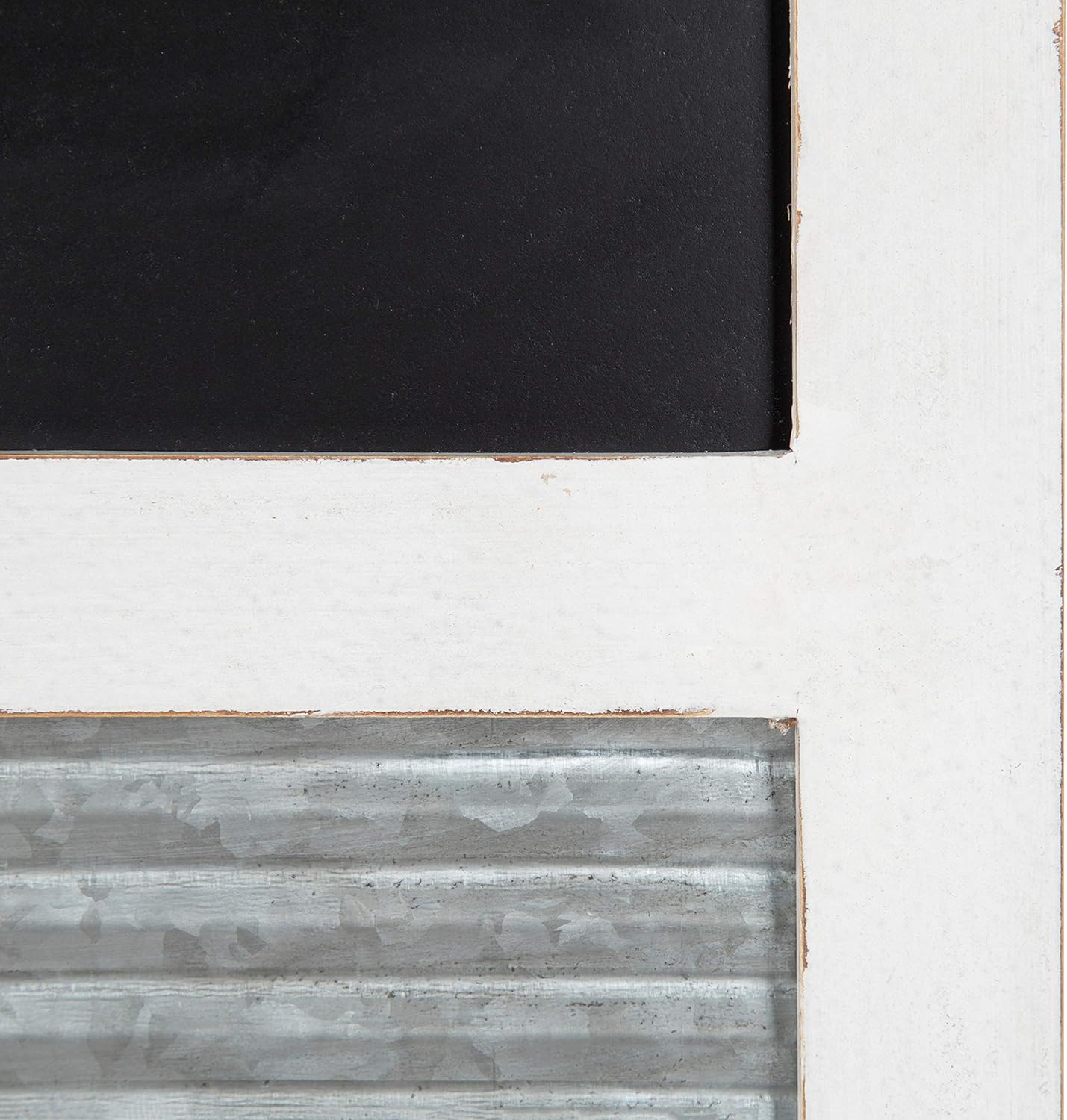 Kate and Laurel Cates Modern Farmhouse Barn Door Wood Framed Multi-Use Organizer with Chalkboard and Magnetic Memo Area, Rustic White : Home & Kitchen