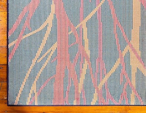 Miniatura 9 de Unique Loom Estrella Collection - Alfombra colorida y abstracta con árboles, 5 pies 1 pulgada x 8 pies 0 pulgadas, azulrosa