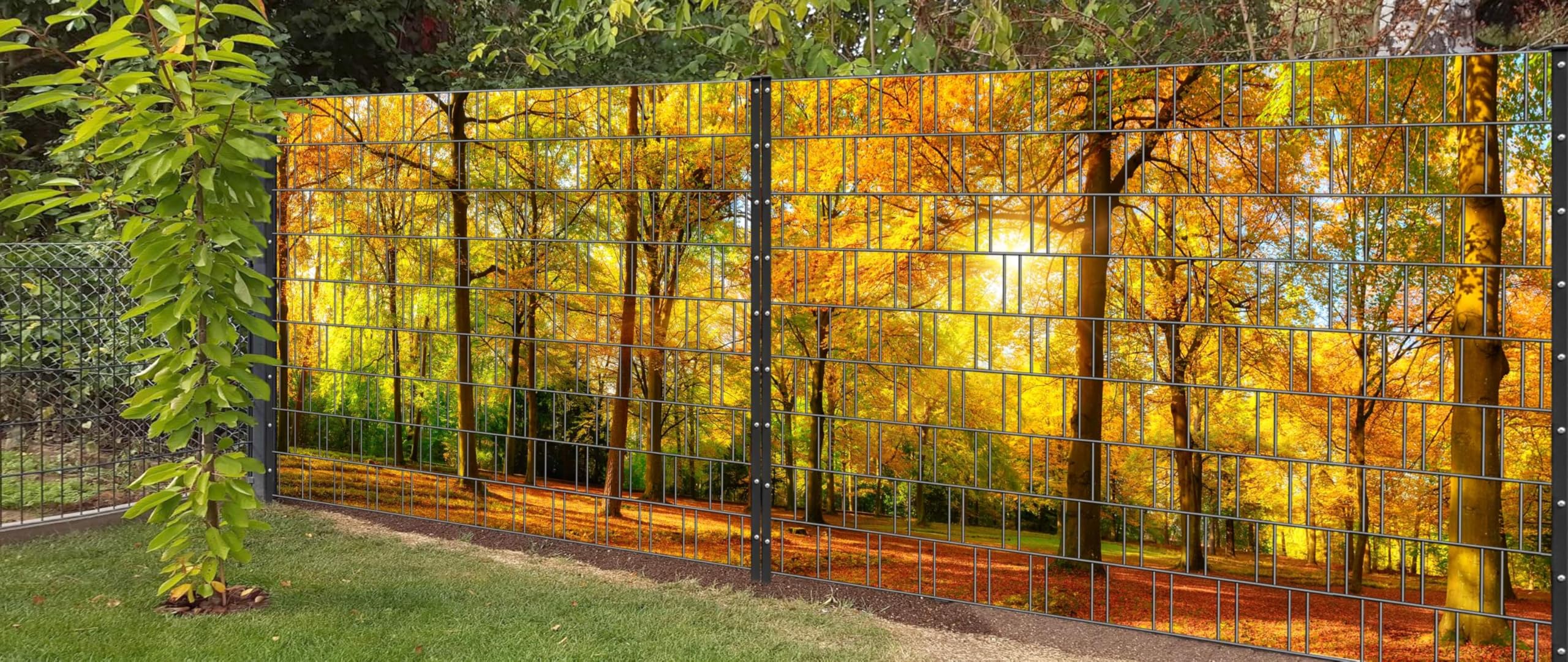 Zaundruck Herbst-Panorama XL  Bedruckter Sichtschutz Fr Doppelstabzaun  (180 Cm Hoch) Doppelstabmattenzaun Sichtschutz