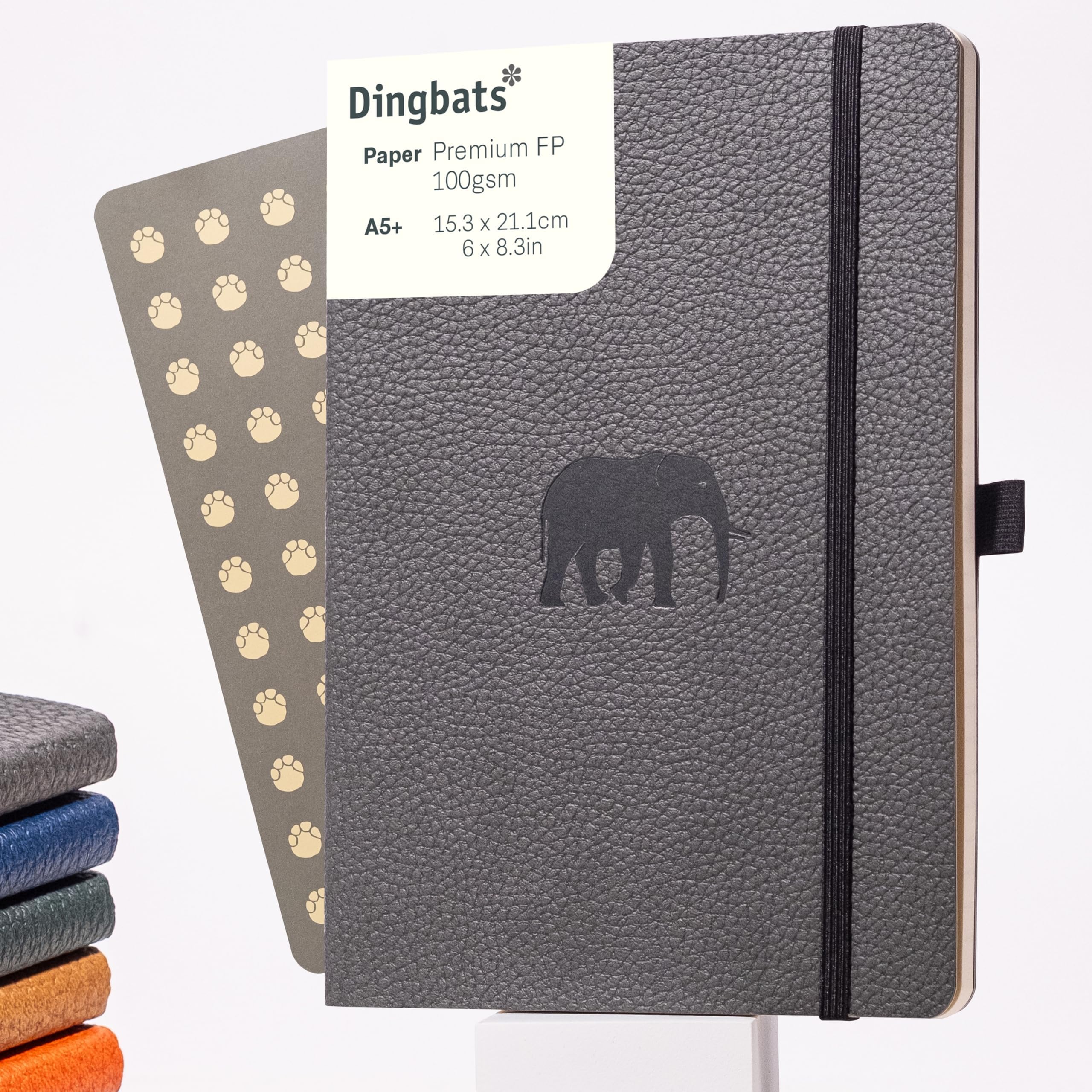 Dingbats* Notebooks Wildlife Soft Cover A5+ Grey Elephant - Dotted