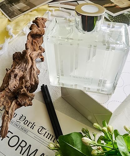 Miniatura 5 de M&SENSE Juego de difusor de varillas – 7.04 onzas con aroma de almizcle y jazmín rosa – Base de cedro mezcla floral y leñosa para el hogar, difusor