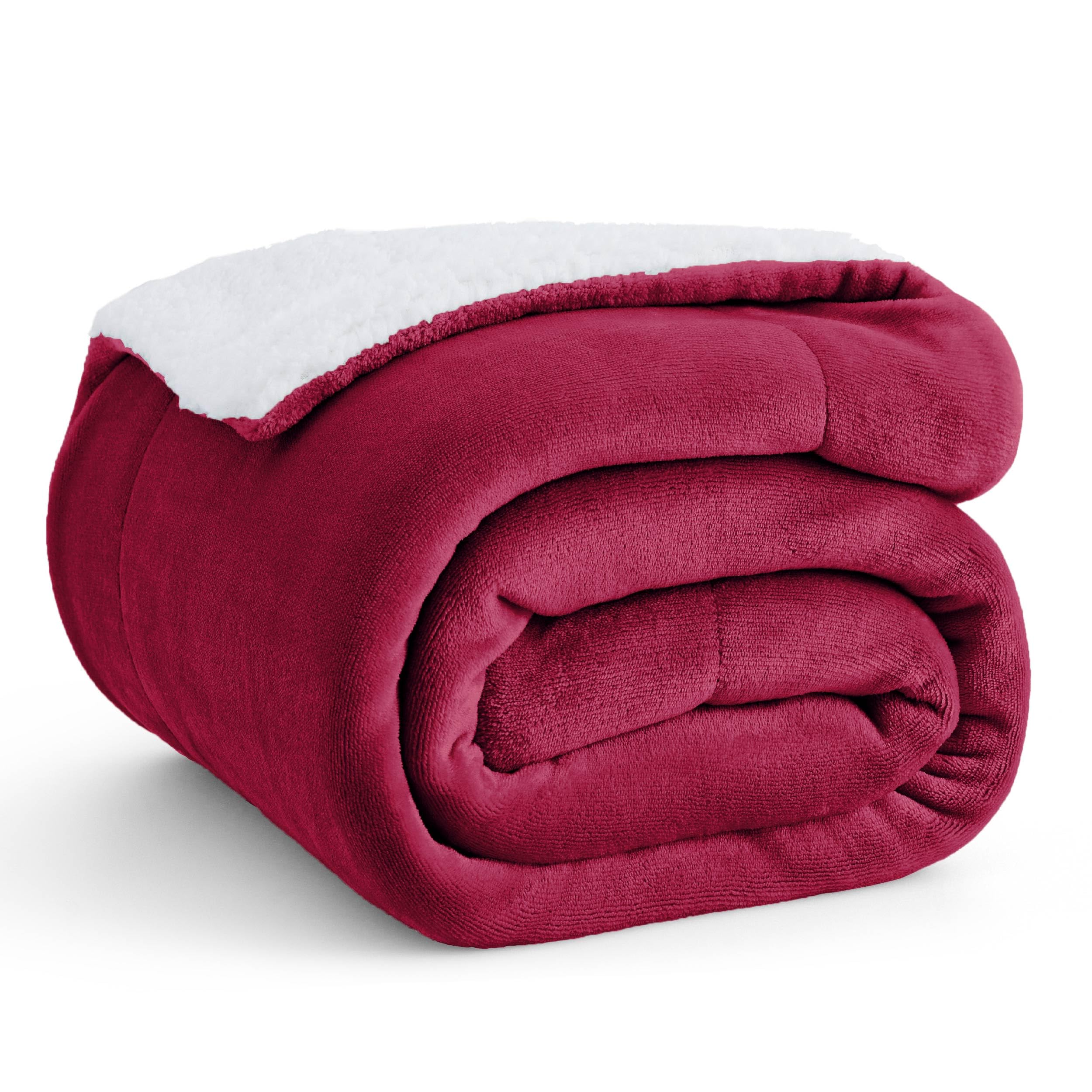Bedsure GentleSoft Sherpa Fleece Twin Size Blanket for Couch, Non-Heated, Thick and Warm Throw for Girls and Women, Soft Fuzzy Plush Twin Blanket for Winter, Red, 60x80 Inches
