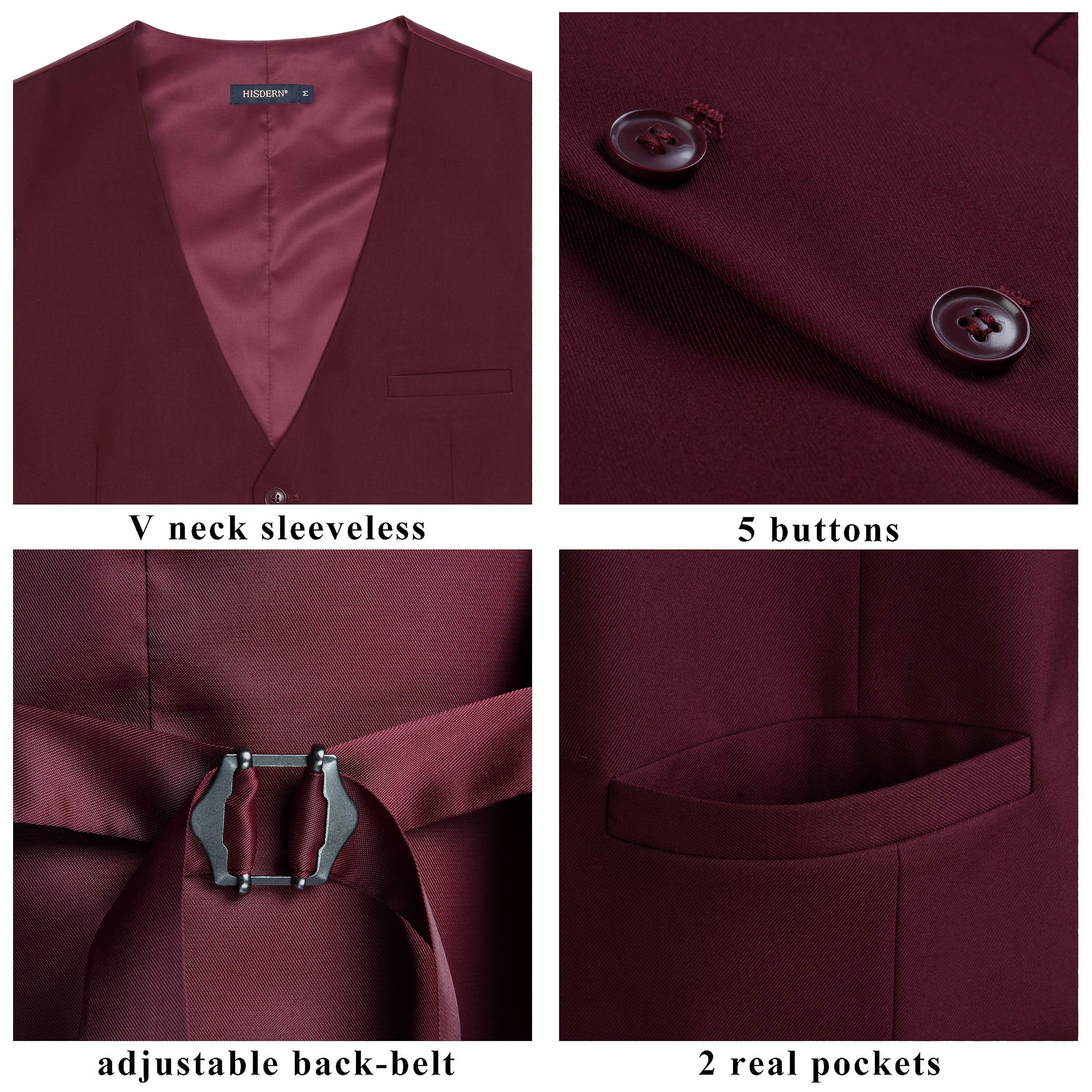 HISDERN Gilet de couleur unie en coton pour gilet de soiree formelle pour hommes