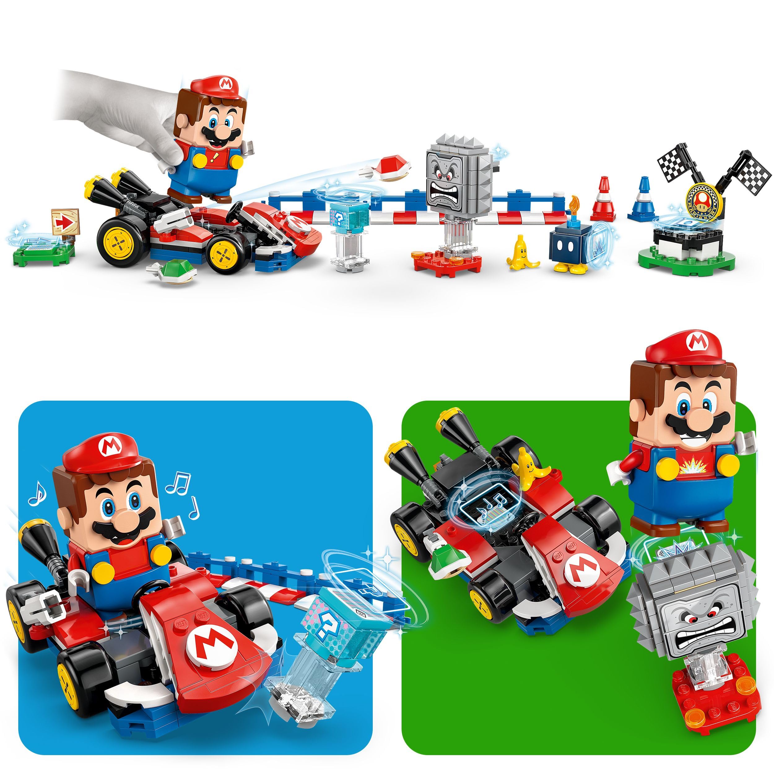 LEGO Mario Kart - Interattivo e Kart Standard - Percorso di Gara con Macchina Giocattolo, 3 Figure, Podio e Barriere - Regalo da Gaming per Bambini e Bambine da 7 Anni in su - 72043