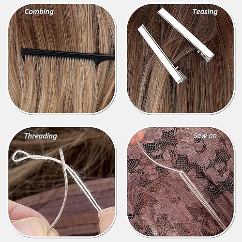 Miniatura 5 de Kit de herramientas de extensión de cabello, 600 micro anillos forrados de silicona, 1 alicate, 2 bucles de tracción de aguja de gancho, 10 agujas