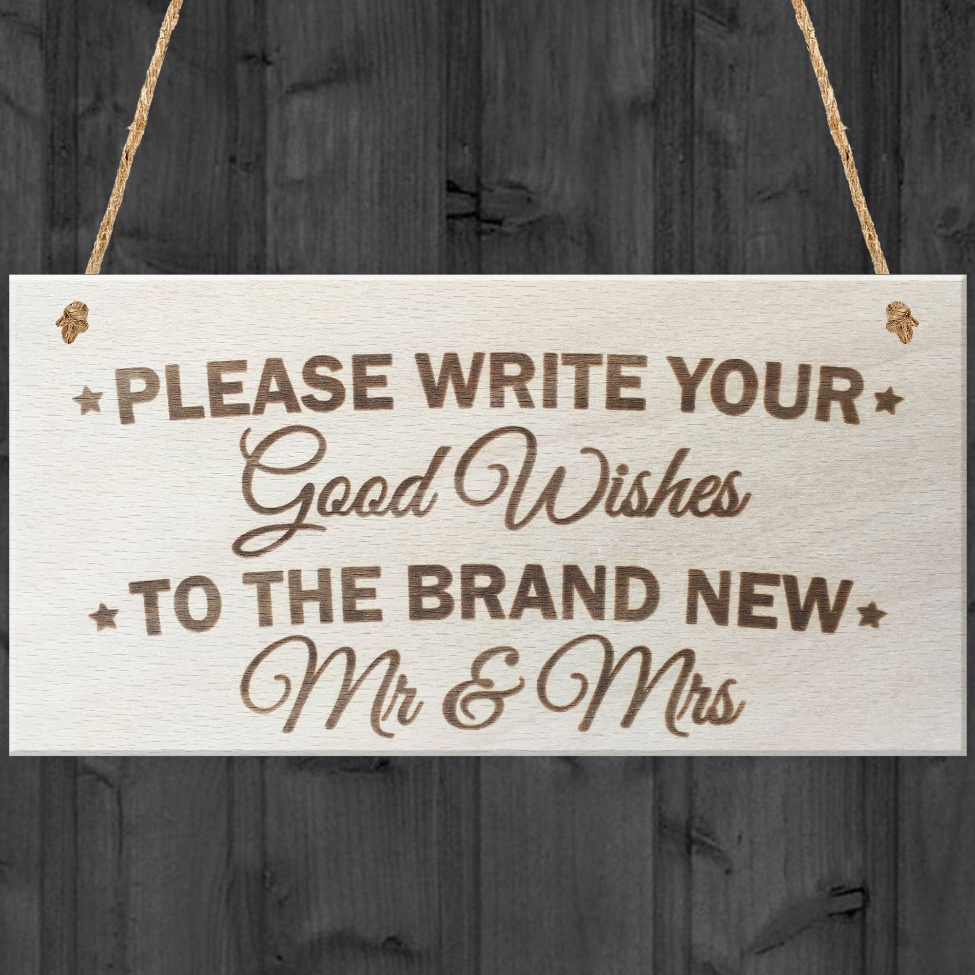 Red Ocean Please Write Your Good Wishes To The New Mr & Mrs Wooden Hanging Plaque Wedding Sign