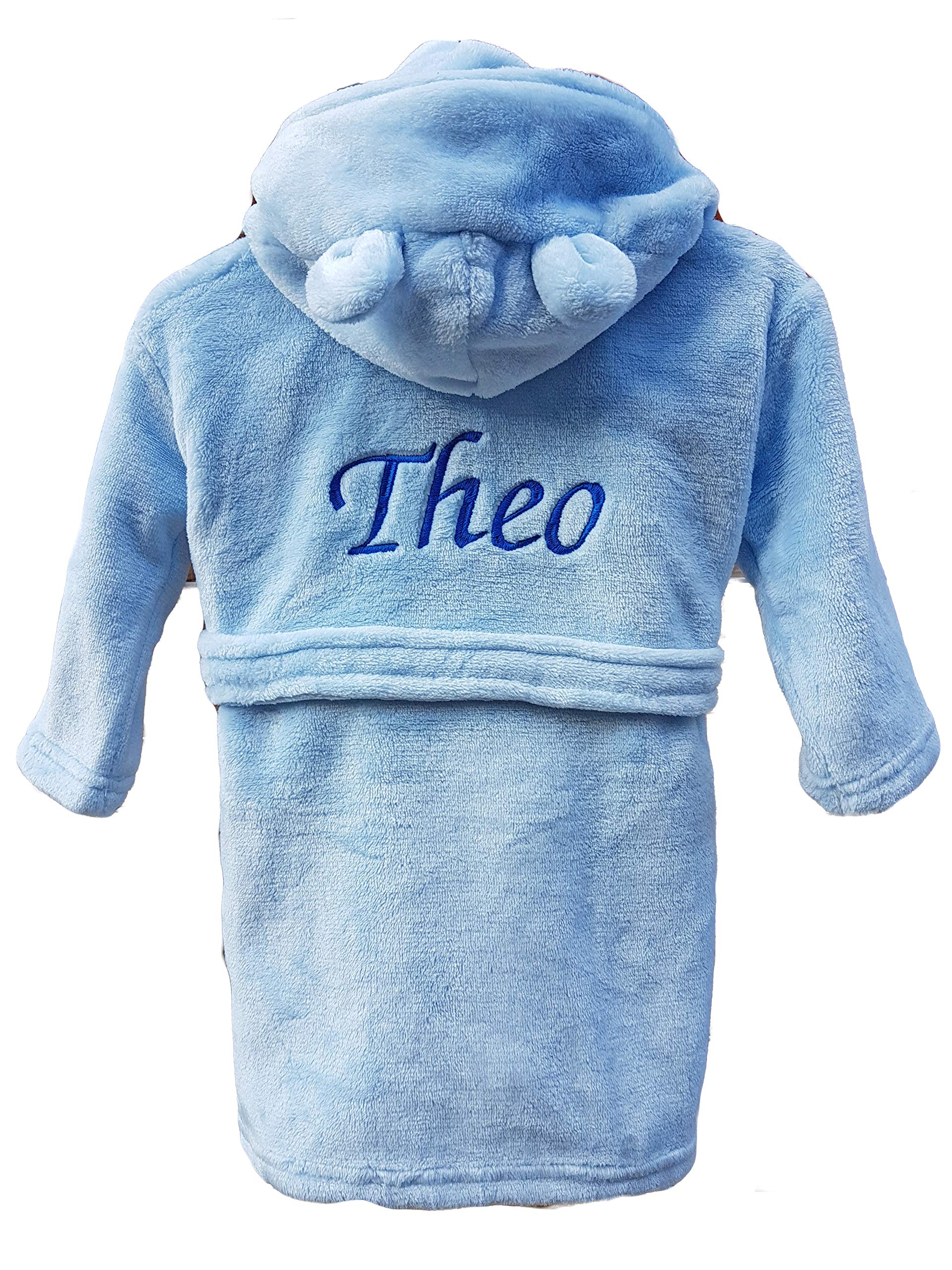 Teeny Buddens Personalised baby boys girls dressing gown robe pink blue white grey 0-6 6-12 12-18 18-24 months
