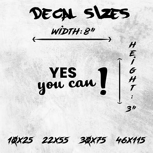 Miniatura 6 de Calcomanía de espejo "Yes You Can Sign with Exclamation Mark - Yes You Can Words of Inspiration Decor - Diferentes fuentes Yes You Can Sign"