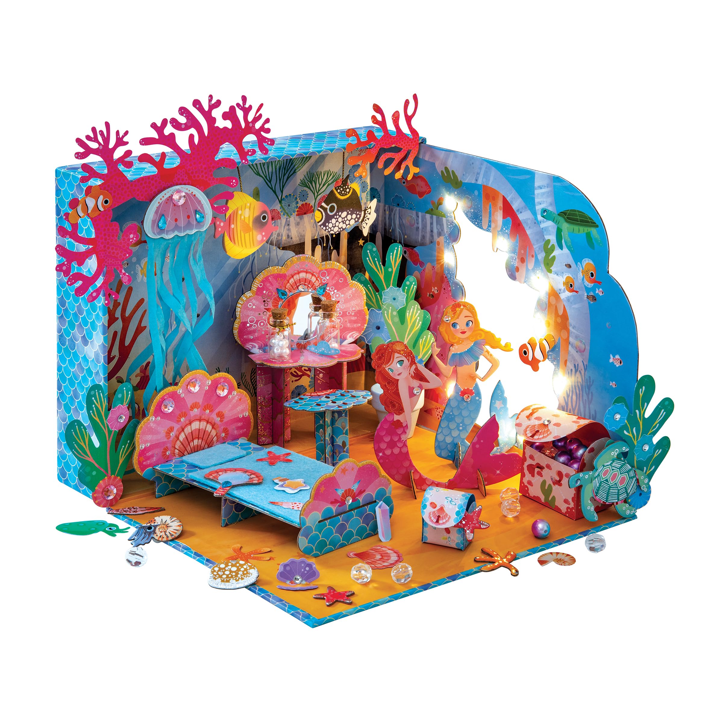 Janod - Magic Ocean - El Cuarto de Las Sirenas - Actividad Manual para Niños - Manualidades Creativas - Decorado para Fabricar - Mundo de la Sirenita - Juego para Niños a Partir de 8 Años - J09139