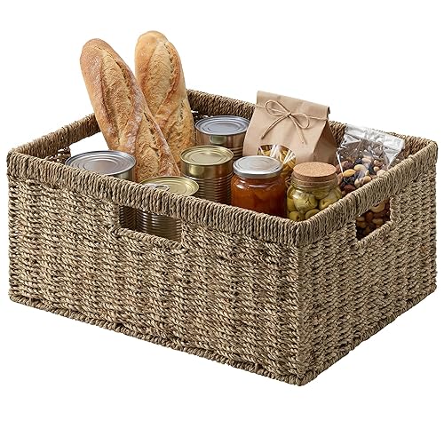 StorageWorks Extra Large Wicker Baskets for Organizing, Seagrass Storage Basket