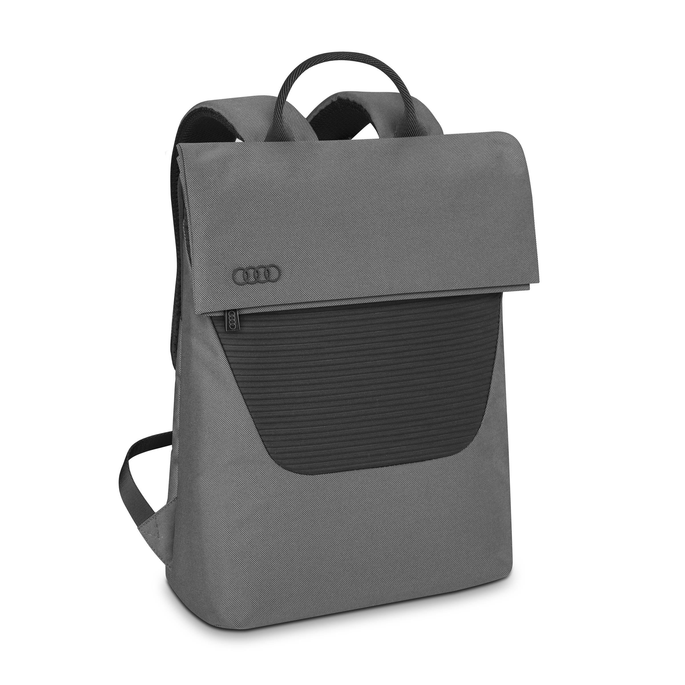 Audi 3152300400 Backpack Rings Logo Bag, Padded Laptop Compartment for 15 Inch Laptops, Grey/Black Fashion