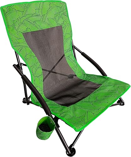 Vista 35 de Bliss Hammocks BBC-350-BF Silla de playa plegable, 5 posiciones reclinables, bolsa enfriadora desmontable, flor azul