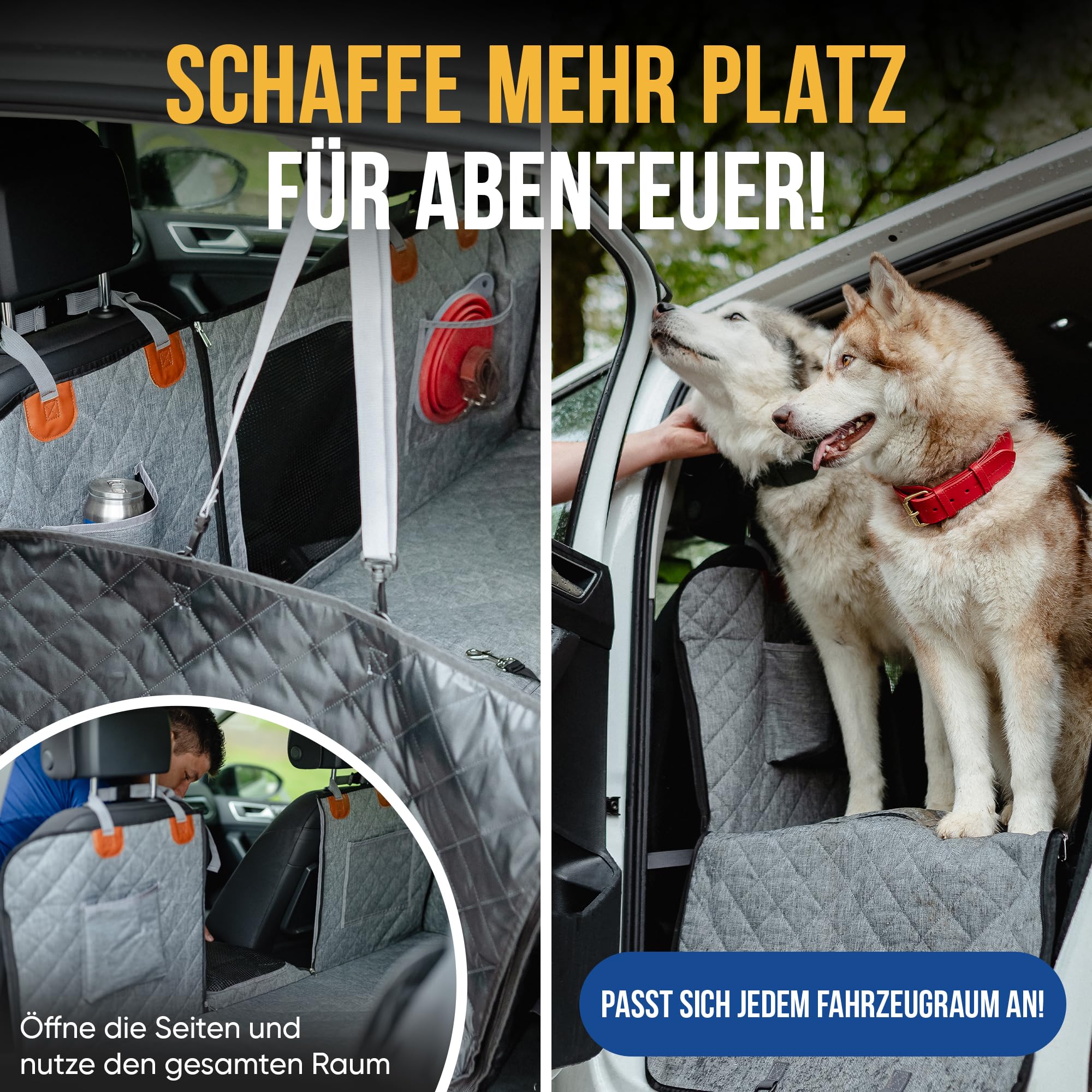 Hundedecke Auto Rückbank – Premium Autoschondecke mit Hartboden | Rücksitzverbreiterung & Schutz | Kratzfest & wasserabweisend | Für SUV & Kombi
