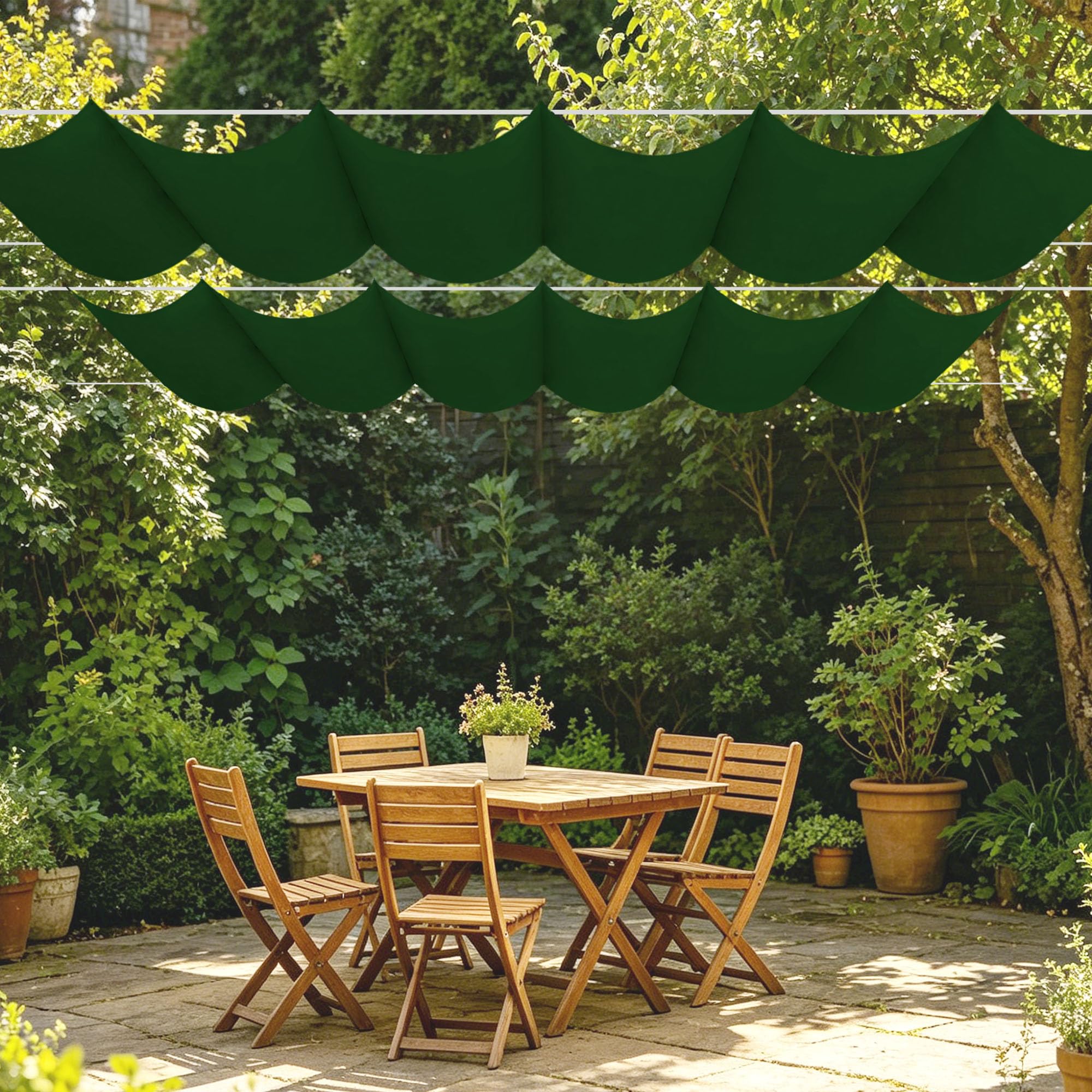 Voiles d'ombrage anti UV rétractable vague 800x320 cm pour bloquer la chaleur du patio