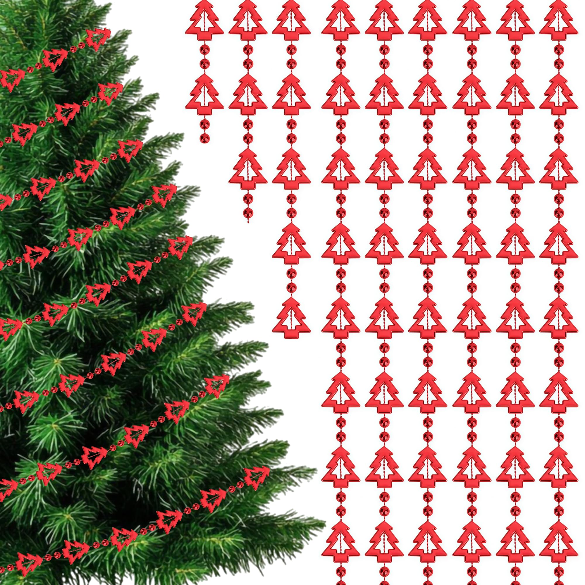 Trimming Shop 5m (16ft) Christmas Tree Bead Garland Red Hanging Chain — image 1