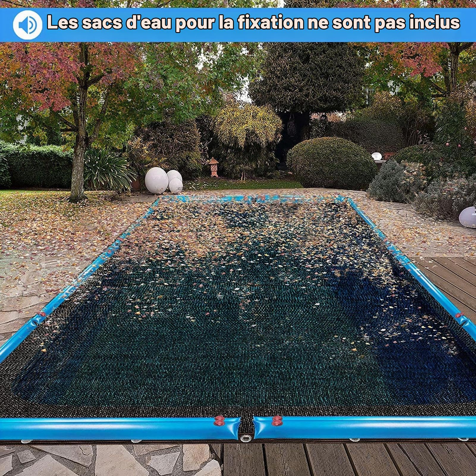 Filet de Protection Piscine Rectangulaire, 12 x 6 m, Anti Feuilles Bâche d'hivernage Piscine, Couverture Filet de Feuille pour Piscines Enterrées et Hors Sol, Maille Fine