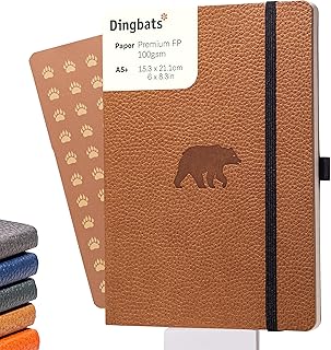 Dingbats* - Faune Carnet de Notes A5 Ligné - Moyen, Couverture Souple, Journal en Cuir PU - Fermeture élastique, Porte-stylo, Marque-page