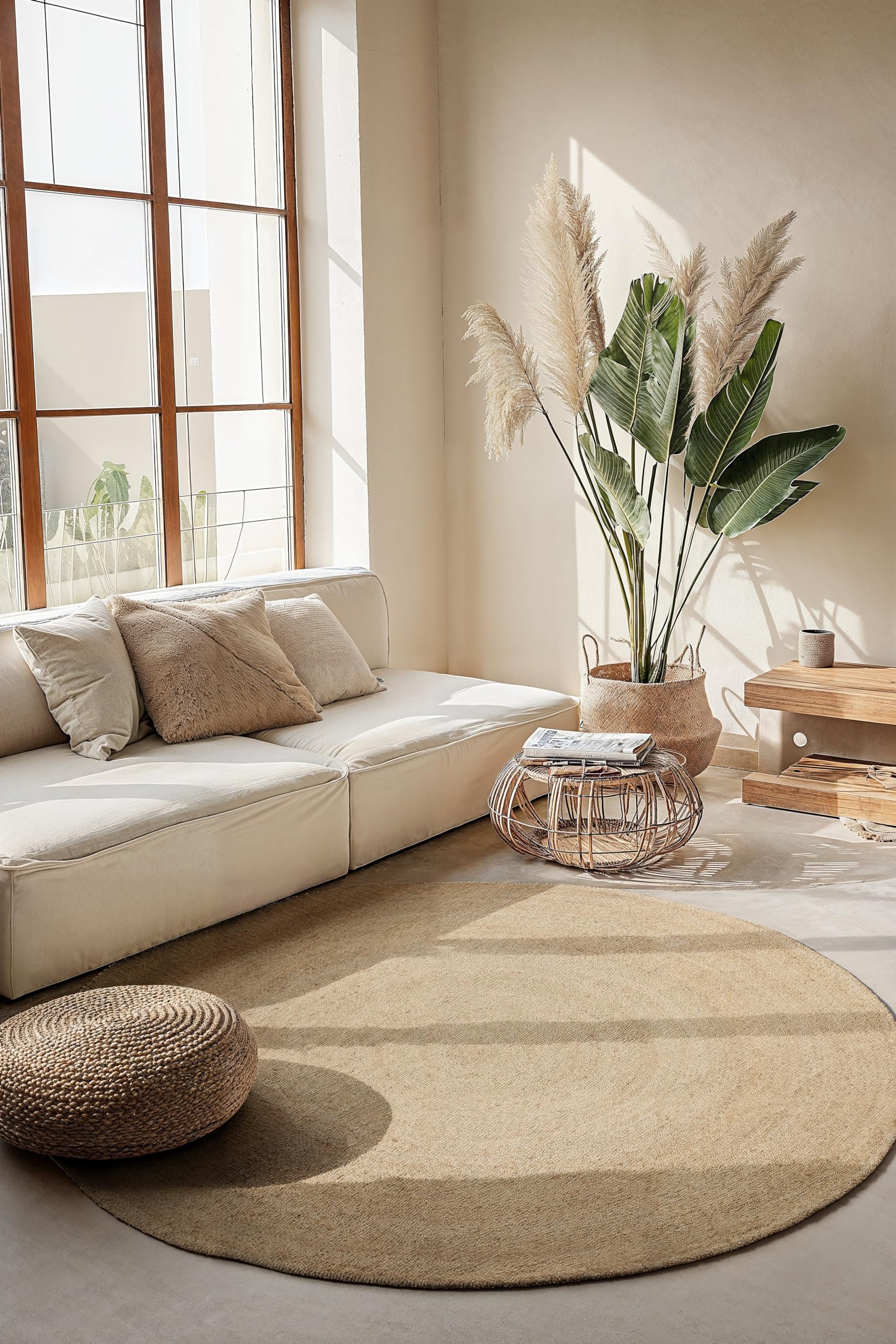 Hanse Home Alfombra Redonda de Yute Rangpur – Alfombra Natural para salón – Tejida a Mano y respetuosa con el Medio Ambiente – Boho Natural Fibra Yute Alfombra para salón, Dormitorio, Comedor,