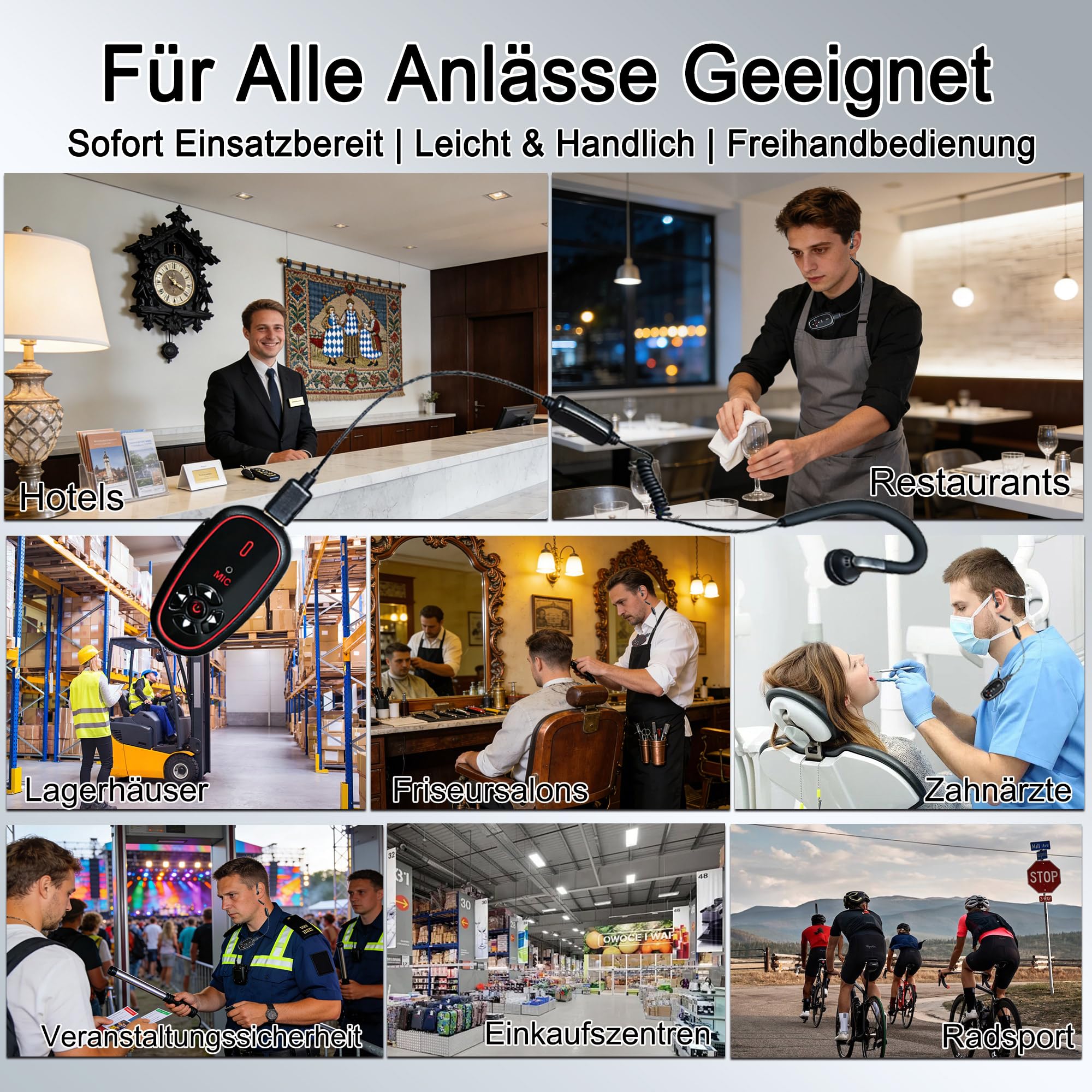 T-M12 Super Mini Walkie Talkies mit Headsets KI-Sprachsteuerung | Hände frei, Wiederaufladbarer Typ-C, 16 Kanäle, 28g Leicht Funkgerät Für Familienreiten Restaurants Outdoor-Sport, 2 Stück
