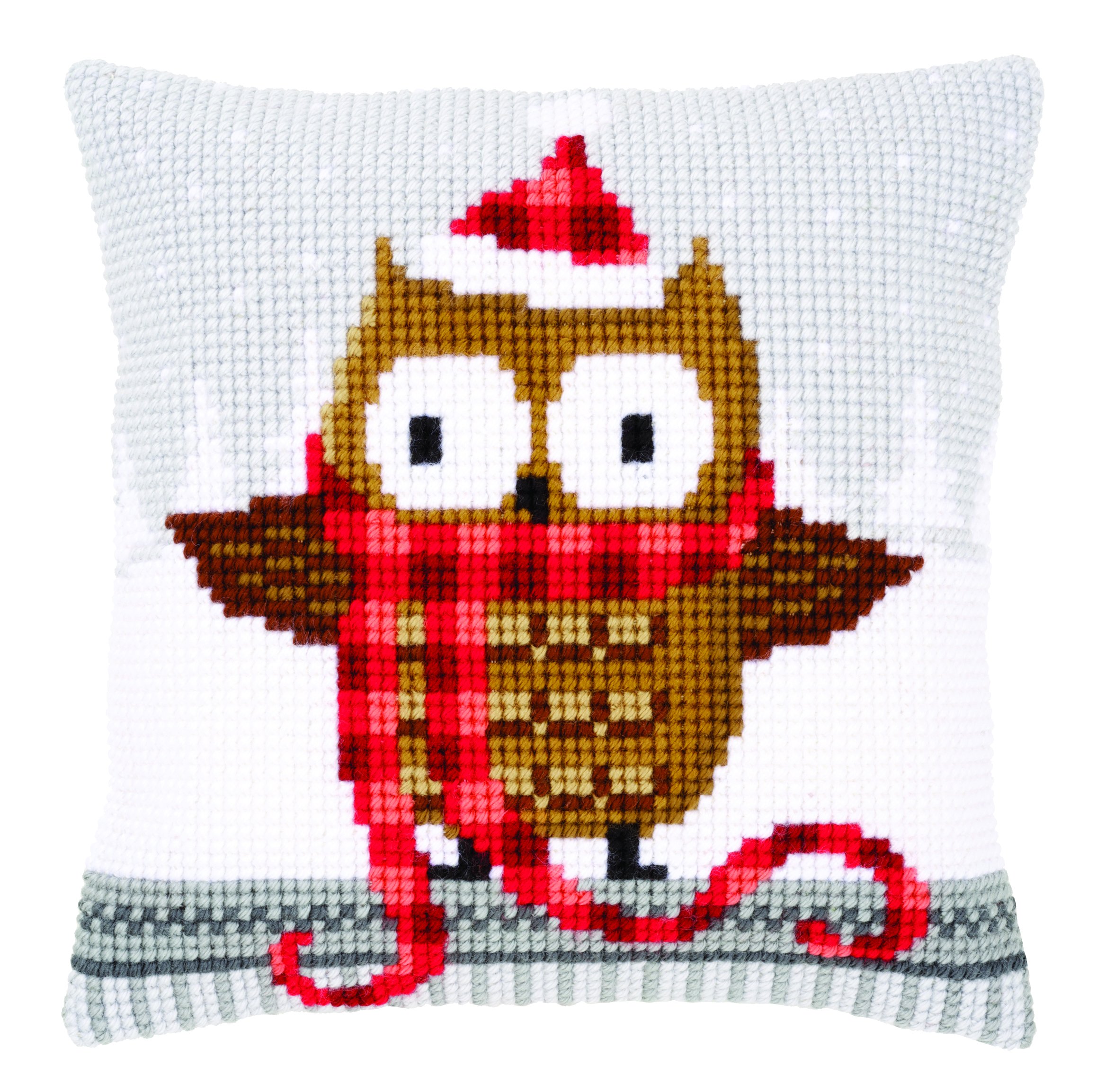 Vervaco Cross Stitch Cushion Owl in Santa Hat